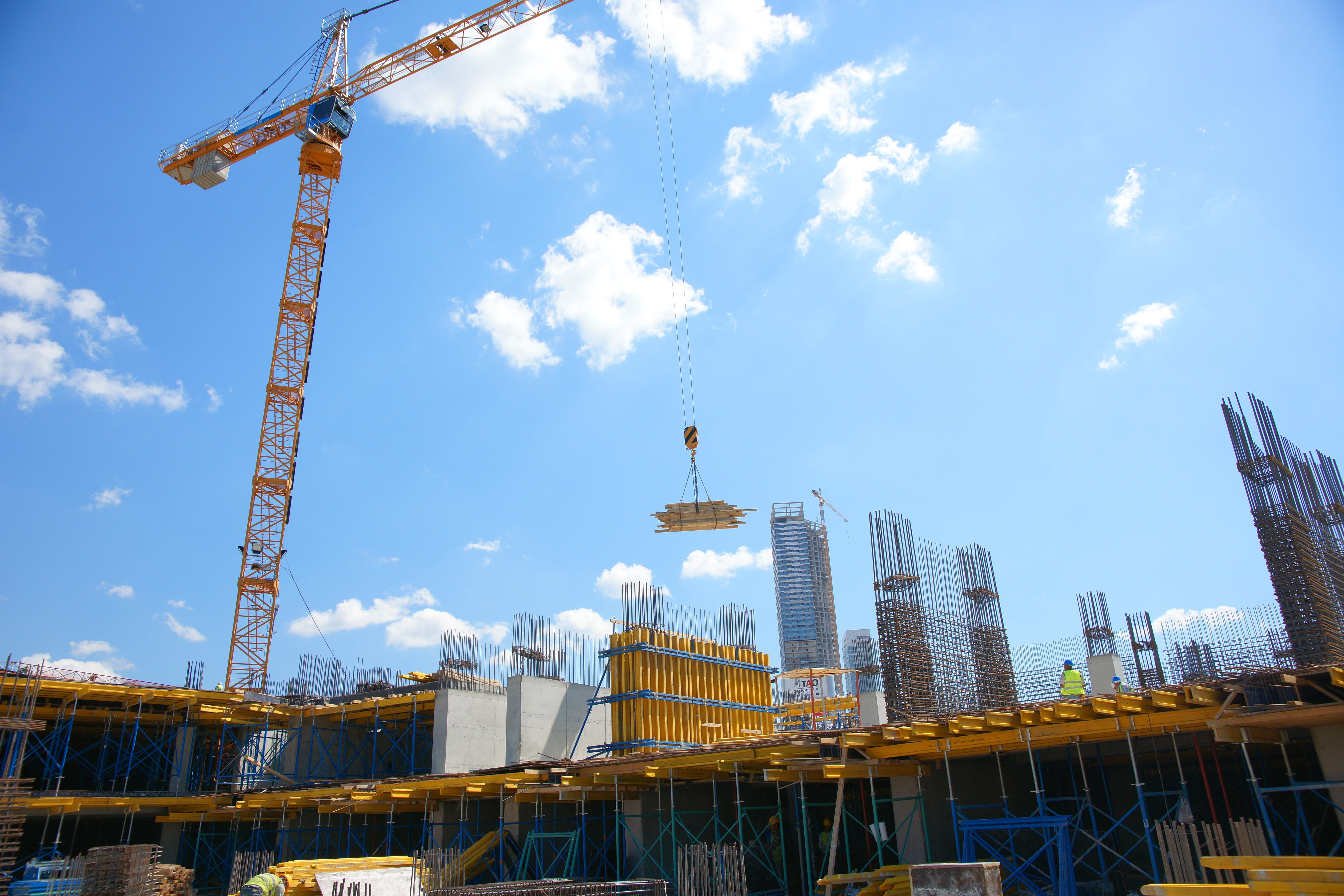 tall - high, machinery, low angle view, outdoors, building exterior, construction industry, perspective, photography, building, high, day, rope, cloud - sky, HD Wallpaper