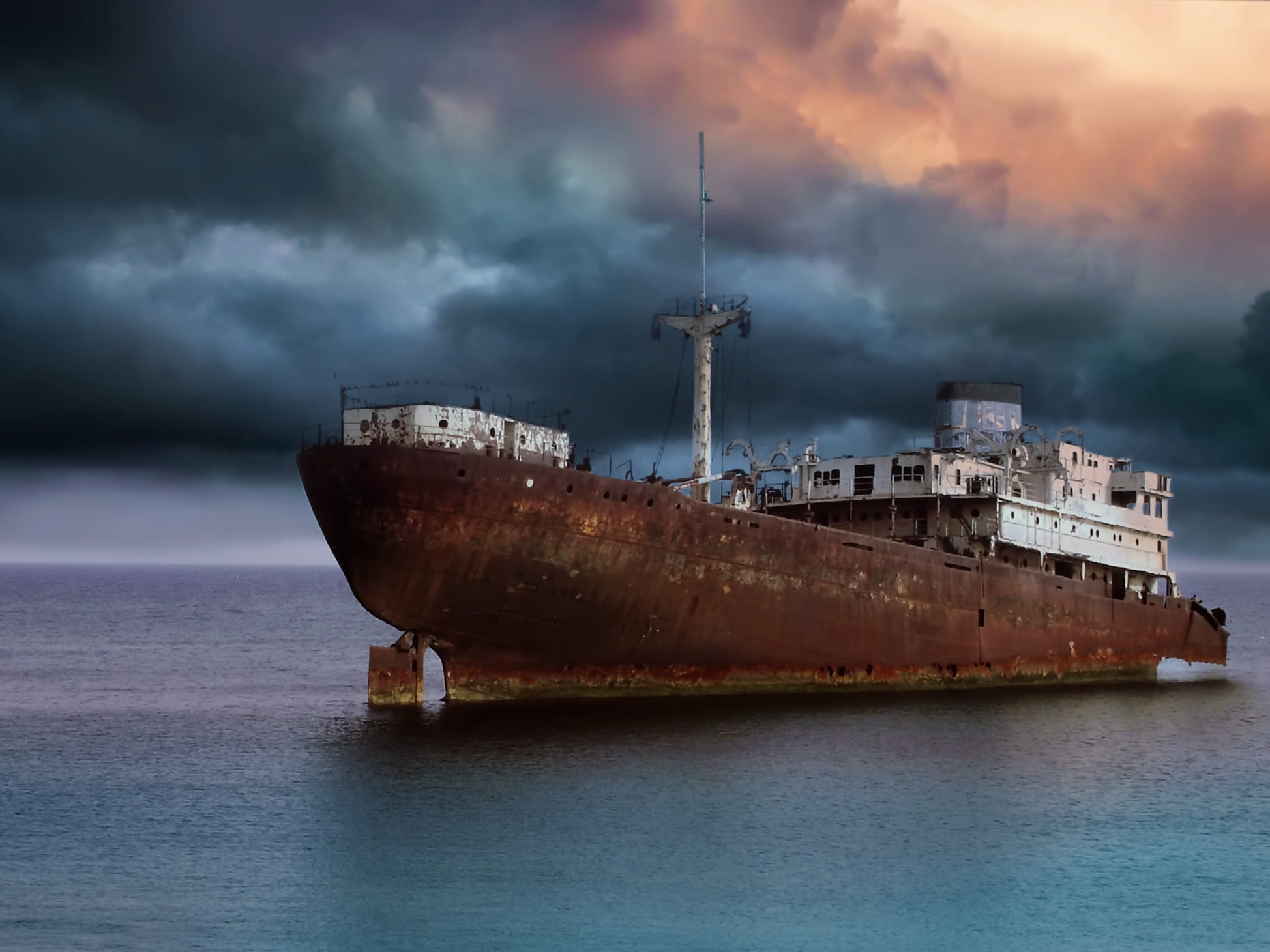 transportation, ship, no people, mode of transportation, sea, abandoned, water, sky, nautical vessel, outdoors, cloud - sky, shipping, nature, decline, HD Wallpaper
