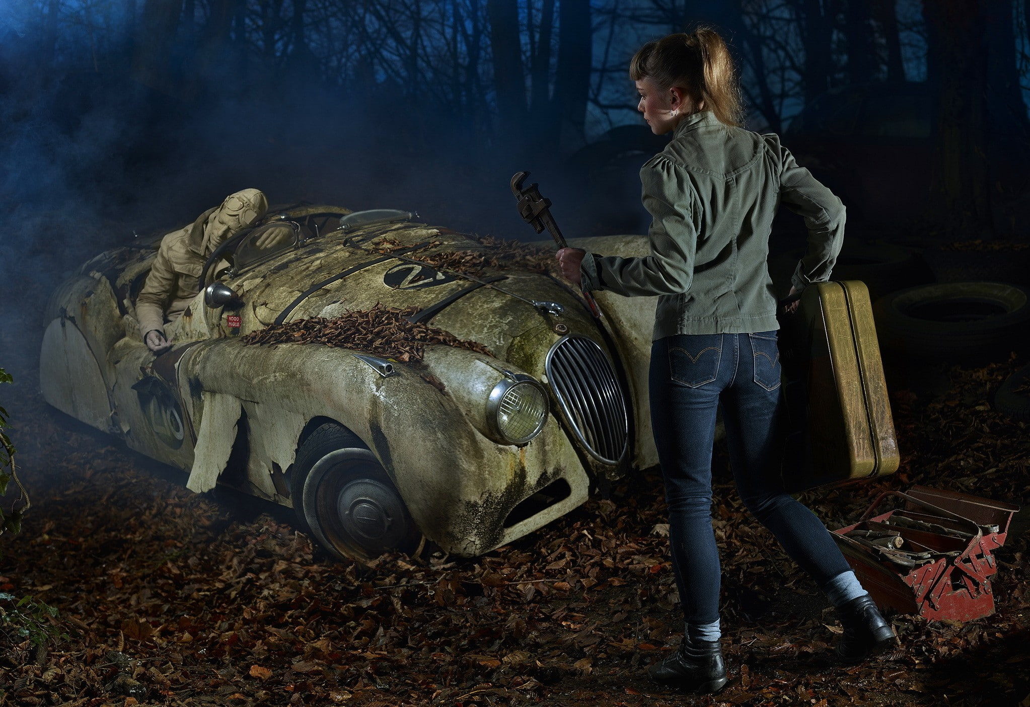 wreck, women, 1080P, vehicle, model, HD Wallpaper