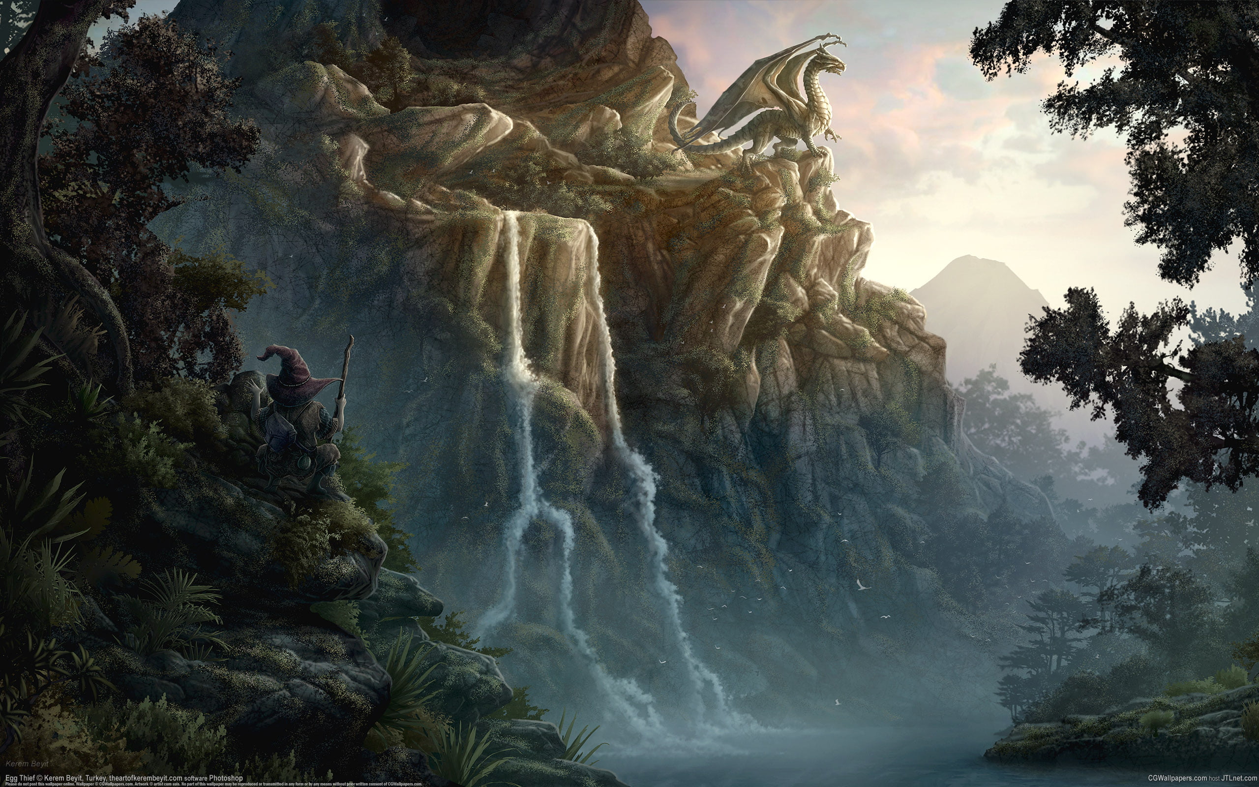 famous Place, rock - Object, nature, sculpture, digital, waterfall, mountain, landscape, plant, water, long exposure, dragon, Kerem Couplets, karst Formation, HD Wallpaper