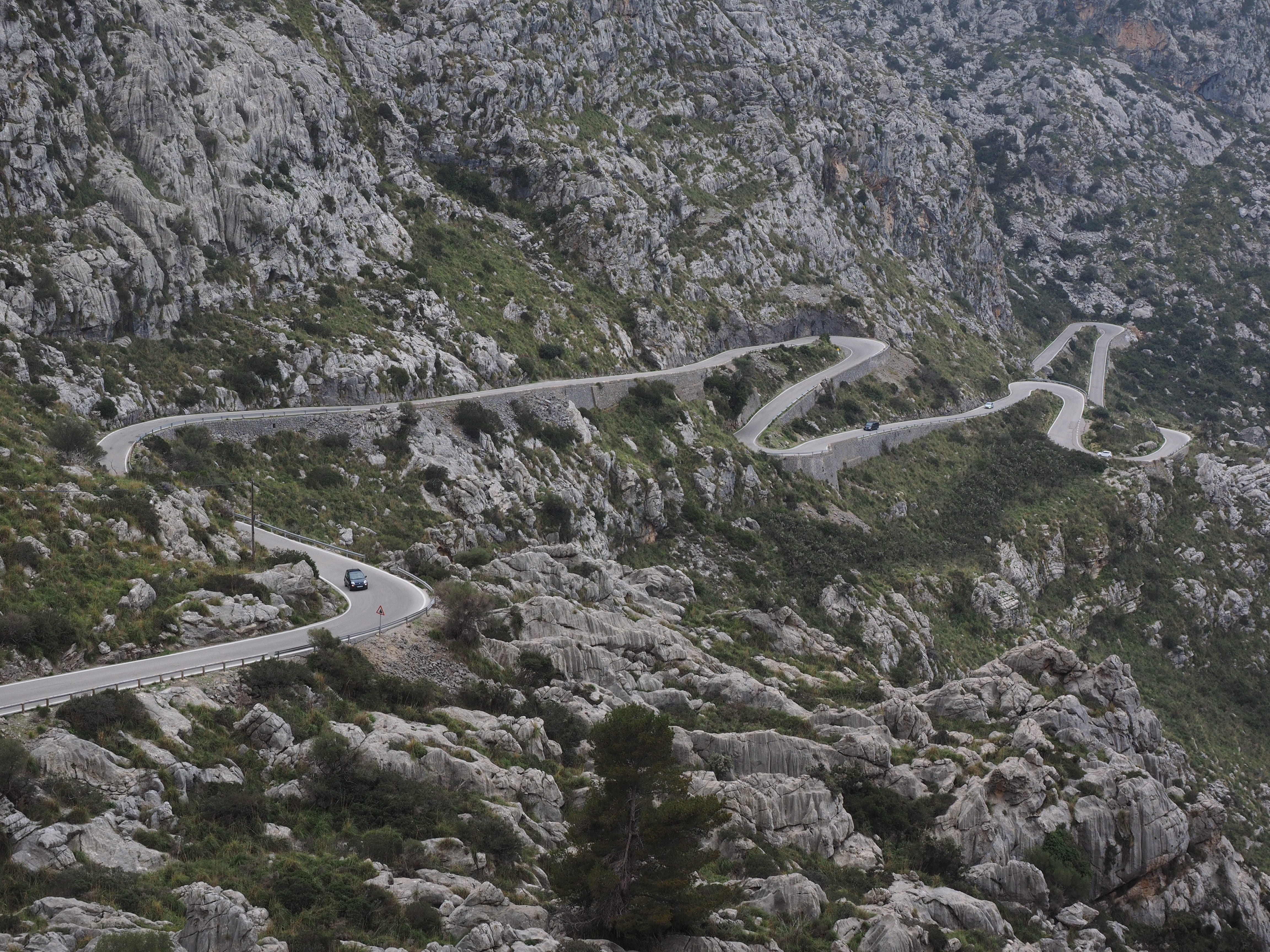 mountain range, transportation, mountain, tranquility, no people, tree, karst area, landscape, spain, non-urban scene, outdoors, mallorca, mountains, environment, HD Wallpaper