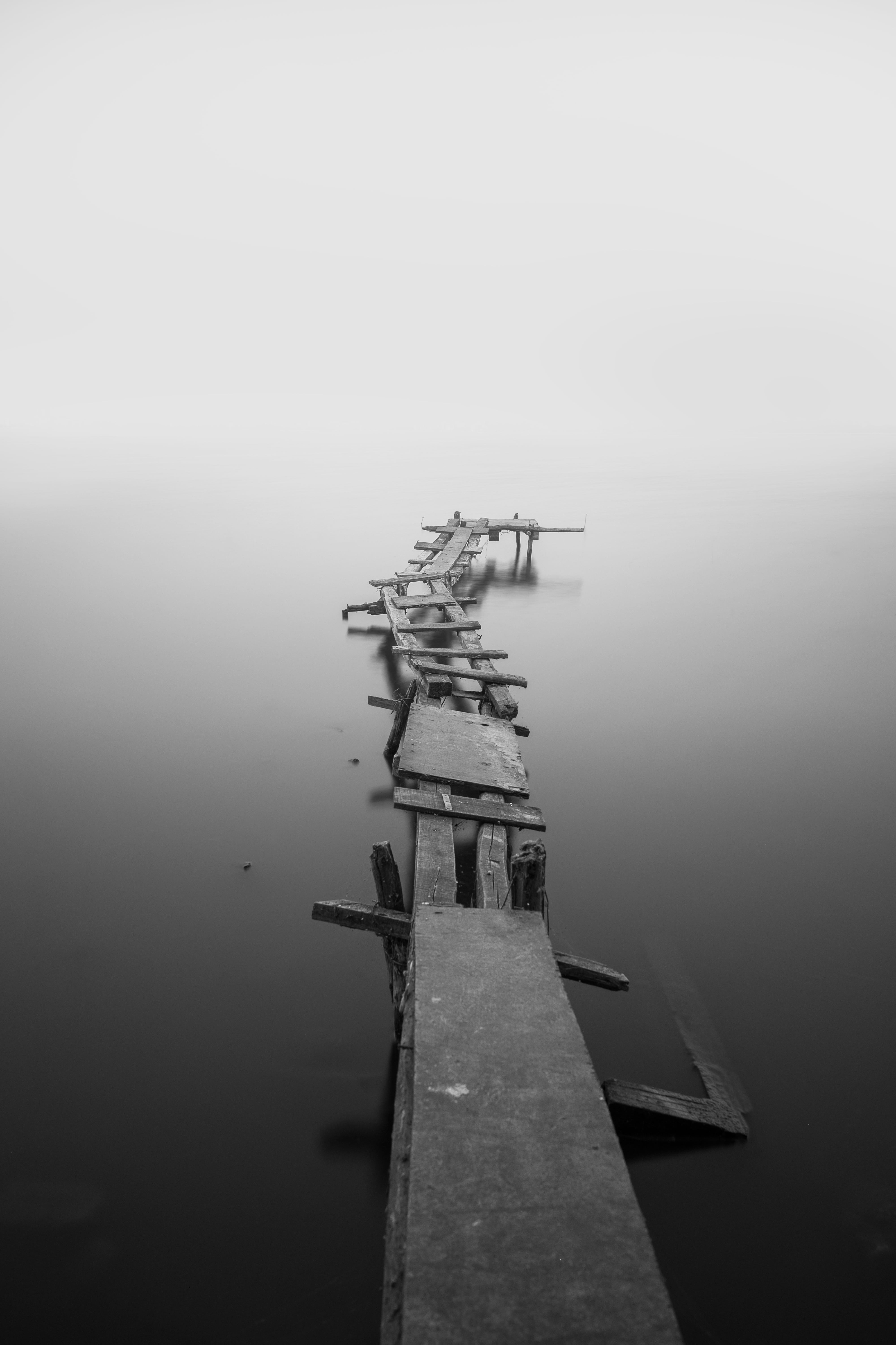 tranquil scene, ominous, makeshift, reflection, gray, architecture, dock, bridge, nature, photo, water, wood, still, 5K, day, lake, outdoors, path, no people, Phone HD Wallpaper