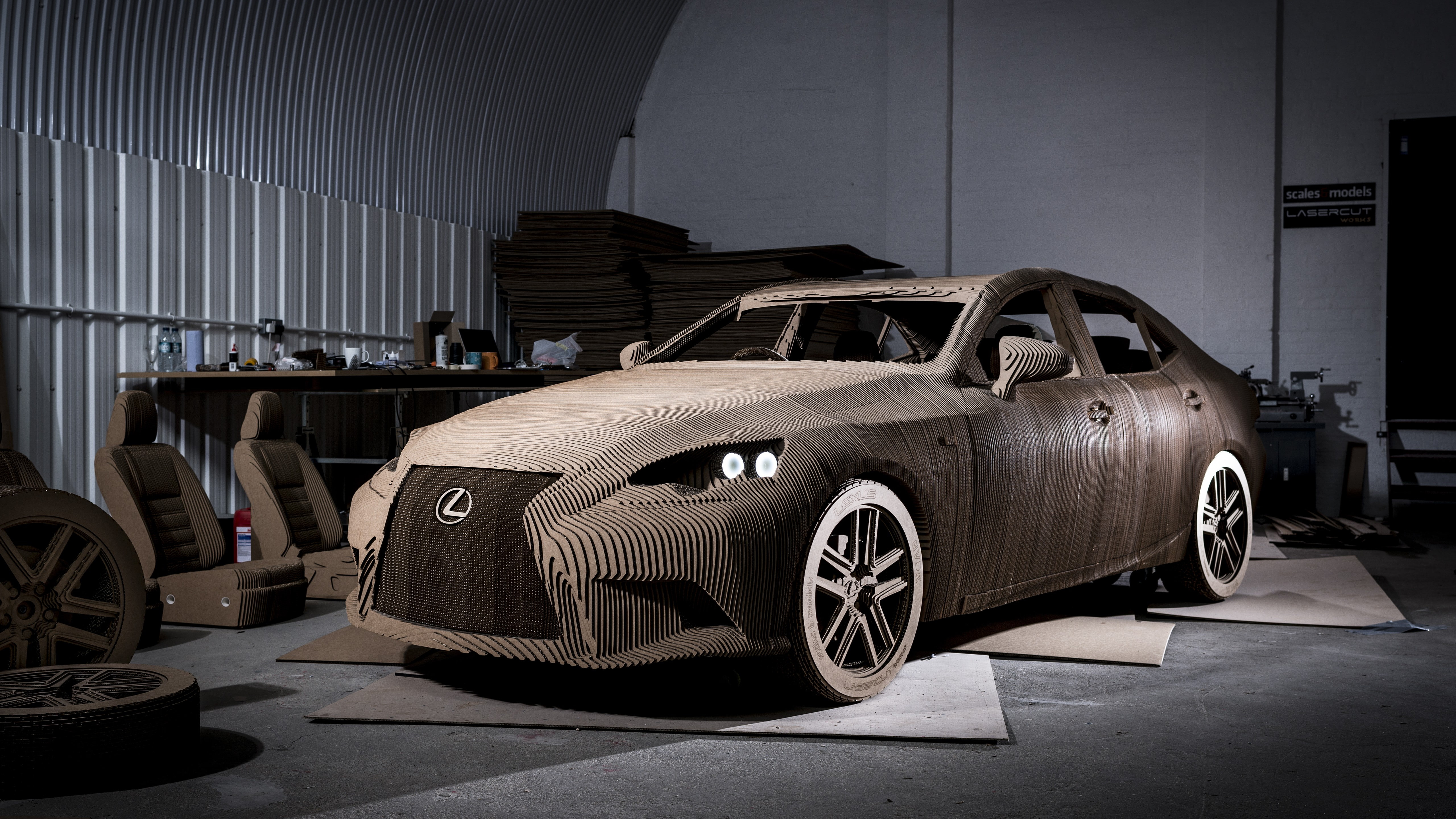 lexus, brown, Lexus Origami, makeshift, 5K, replica model IS, cardboard, HD Wallpaper