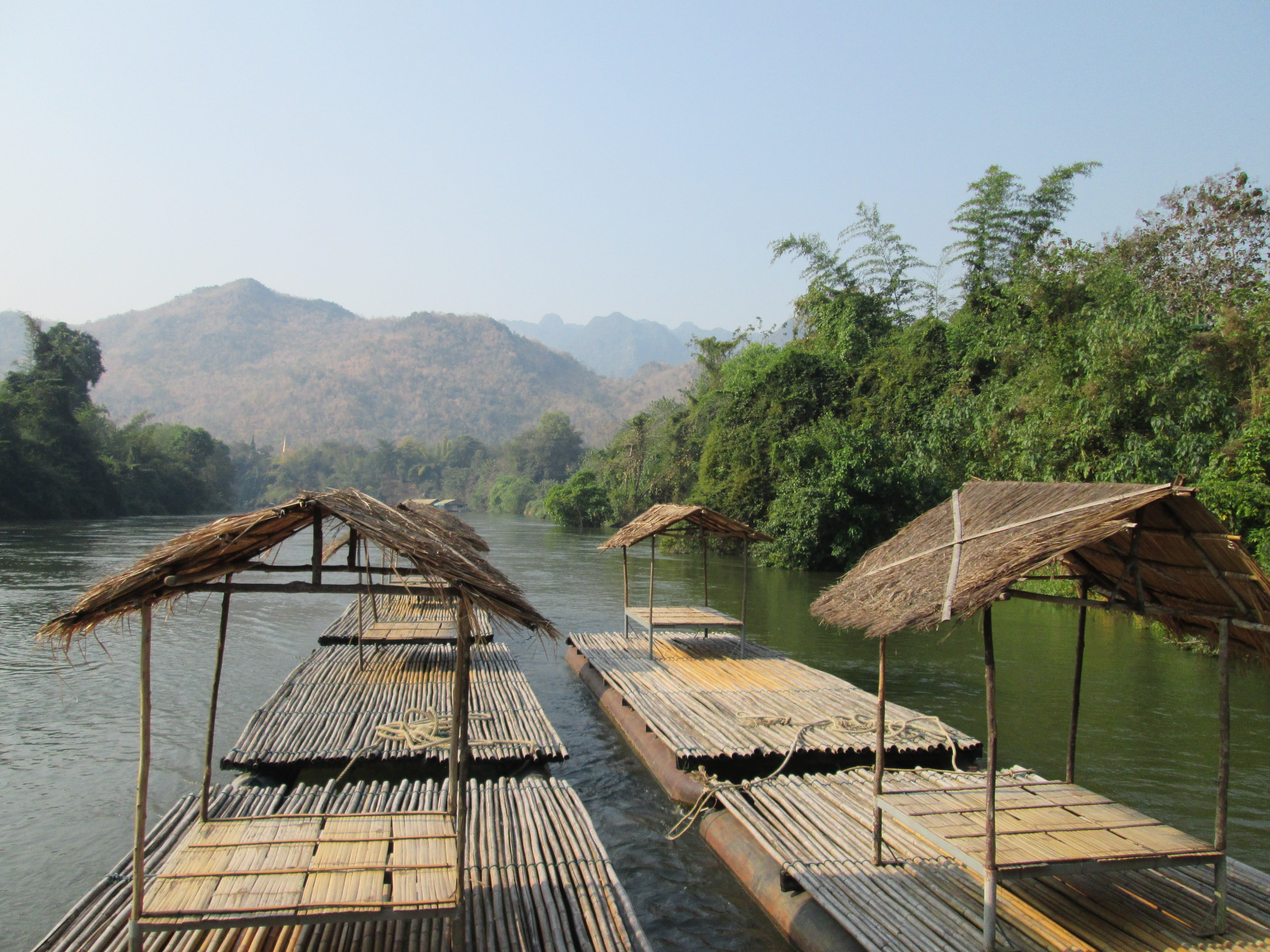 day, water, beauty in nature, travel, sky, tranquility, mountain, serenity, rafts, plant, viet nam, idyllic, rivers, 4K, no people, wood - material, non-urban scene, HD Wallpaper
