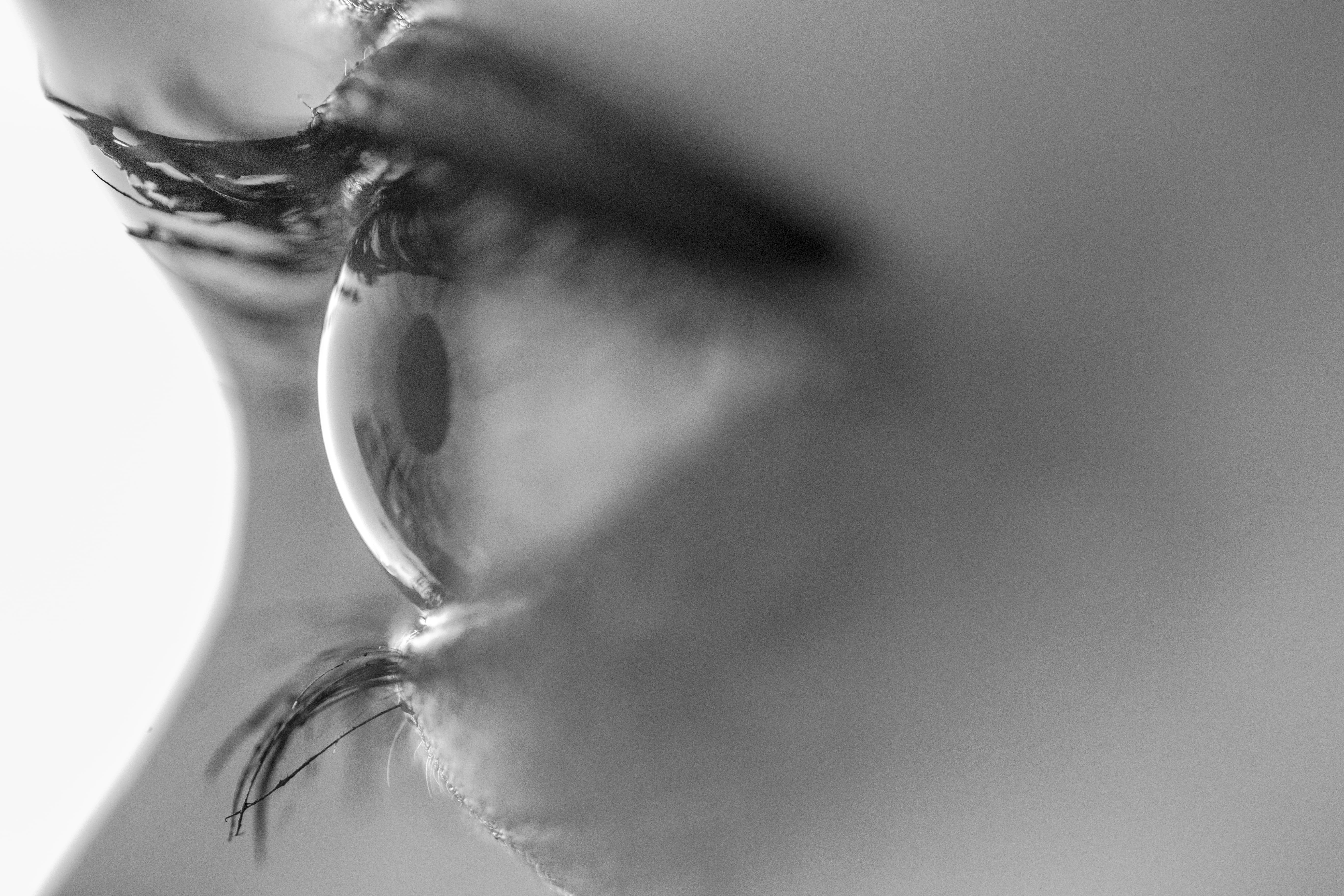Real Lies, women, Realize, left eye, 65mm, close-up, 5K, eye, human Face, people, grayscale, left, human, females, beauty, photo, HD Wallpaper