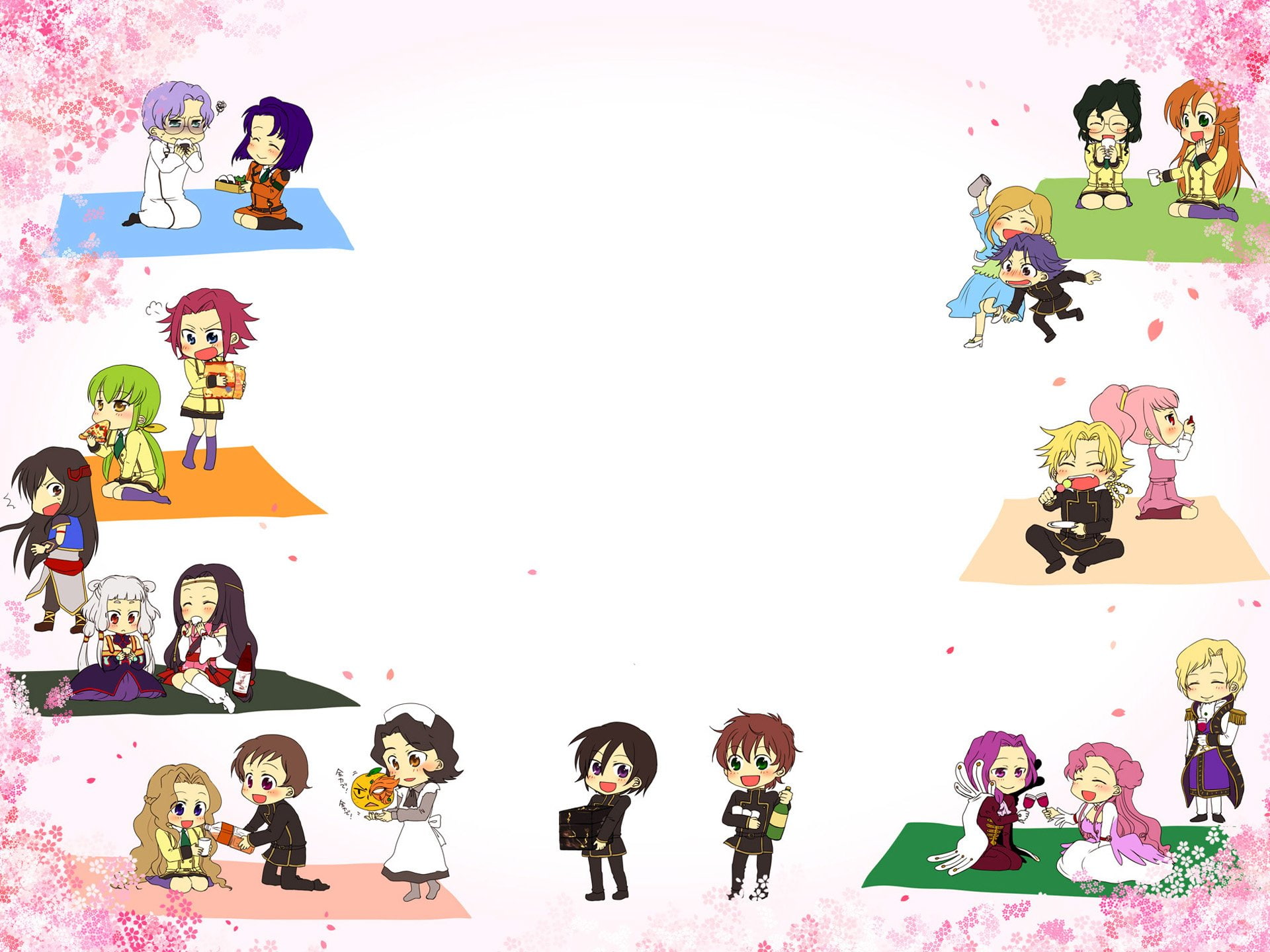 1080P, Jiang Lihua, Kaguya Sumeragi, Nina Einstein, C.C. (Code Geass), Lelouch Lamperouge, Cornelia Li Britannia, Sayoko Shinozaki, Milly Ashford, Anime, HD Wallpaper