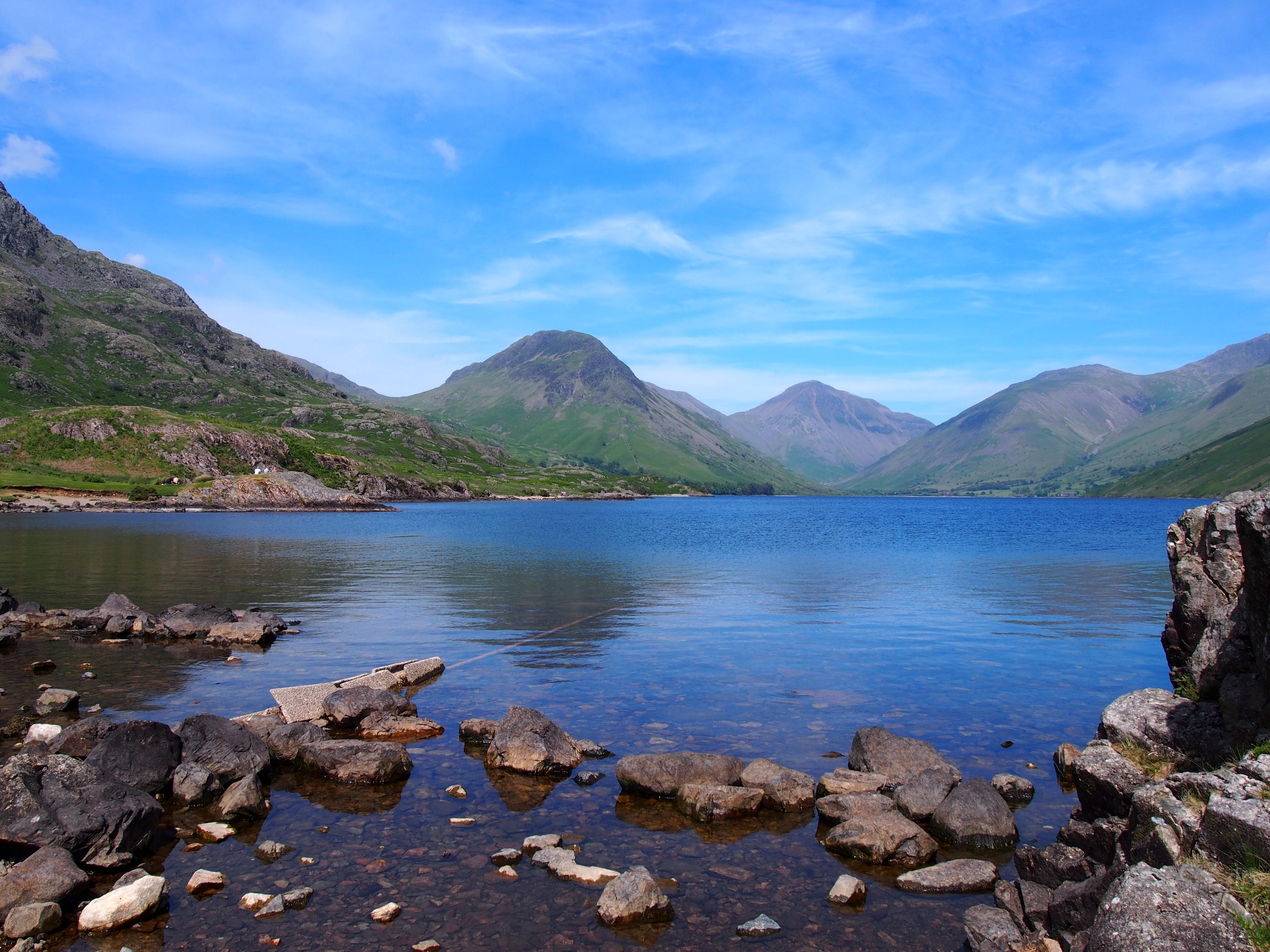 no people, 4K, mountain peak, cumbria, rock, travel, beauty in nature, stone, tranquility, volcanic crater, lake, non-urban scene, mountain, tent, tour, HD Wallpaper