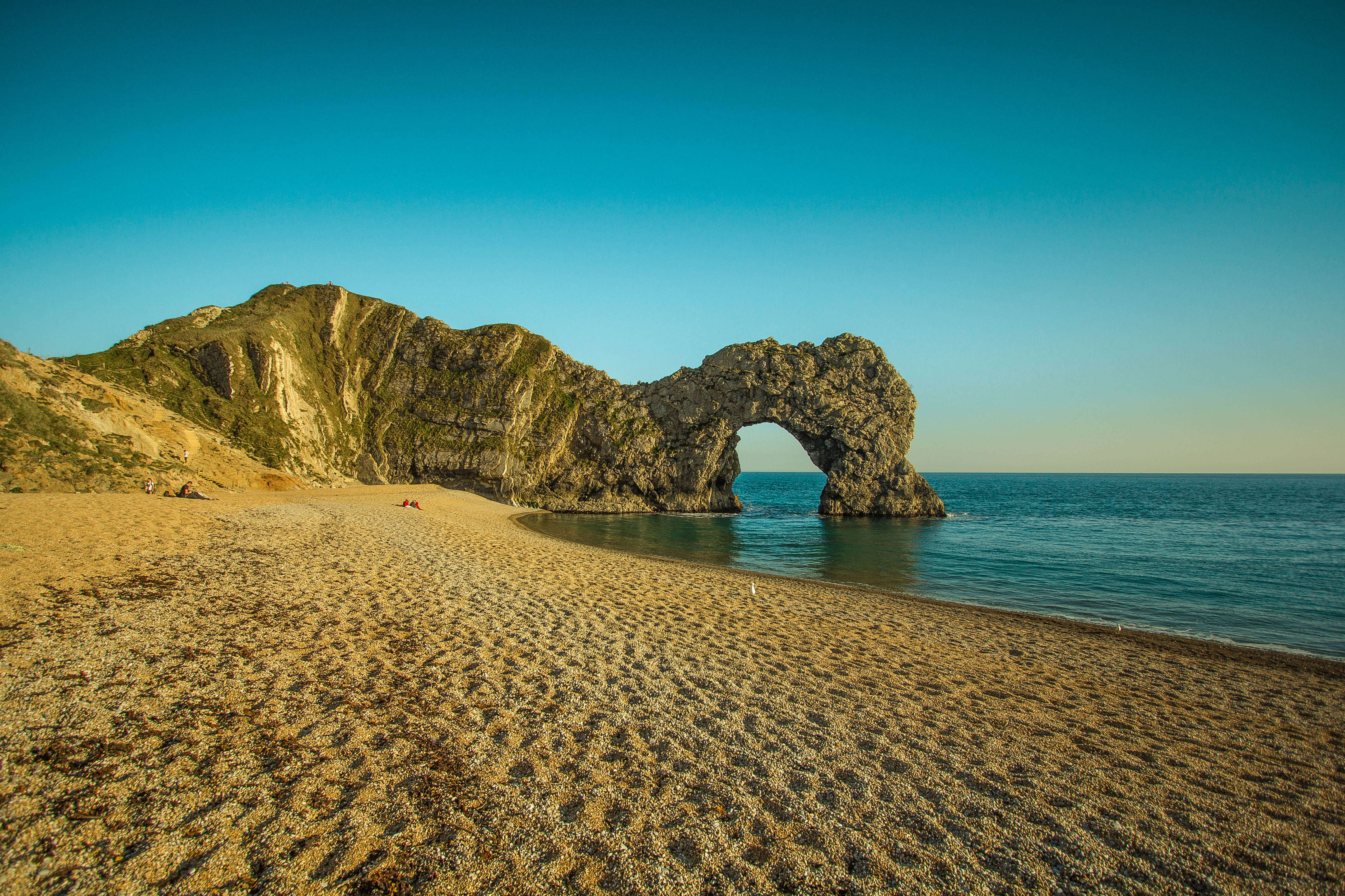 blue, seascape, tranquil scene, water, united states of america, beauty in nature, seashore, land, durdle door, beach, sea, dorset, arch, coastline, sky, HD Wallpaper