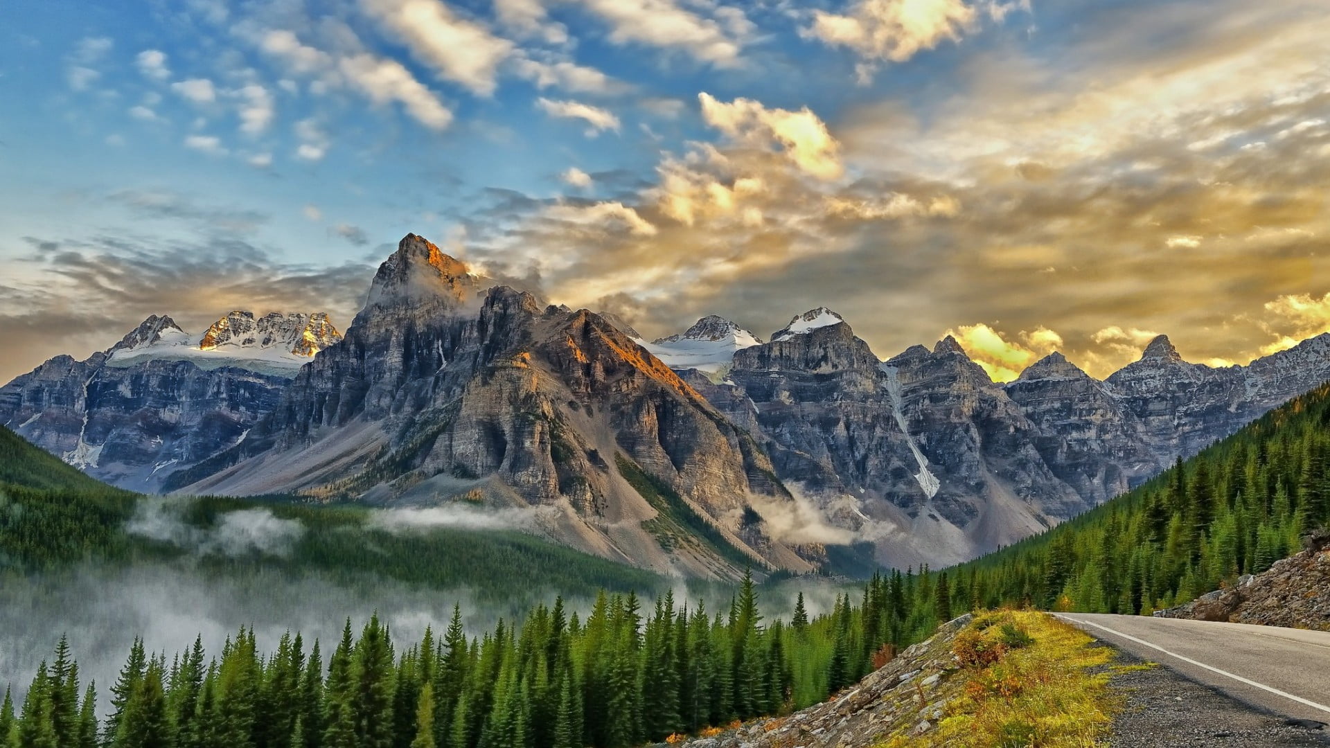 summer, outdoors, reflection, meadow, snow, clouds, sky, season, landscape, trees, altitude, valley, tranquil scene, mountain peak, formation, tourist, HD Wallpaper