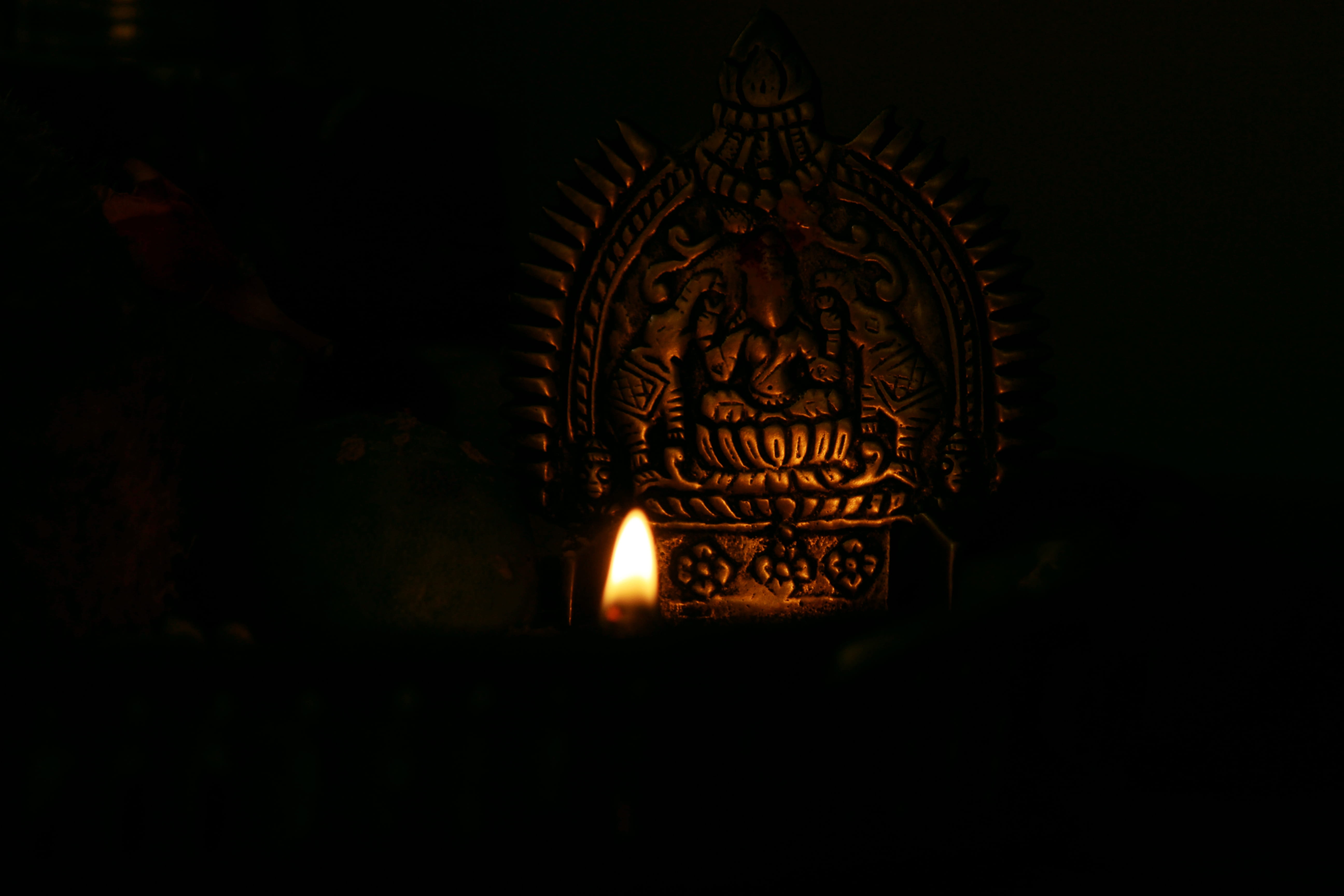 no people, belief, electric lamp, festival of lights, illuminated, flame, virtue, night, 5K, close-up, kerala, indoors, black background, india, lighting equipment, HD Wallpaper