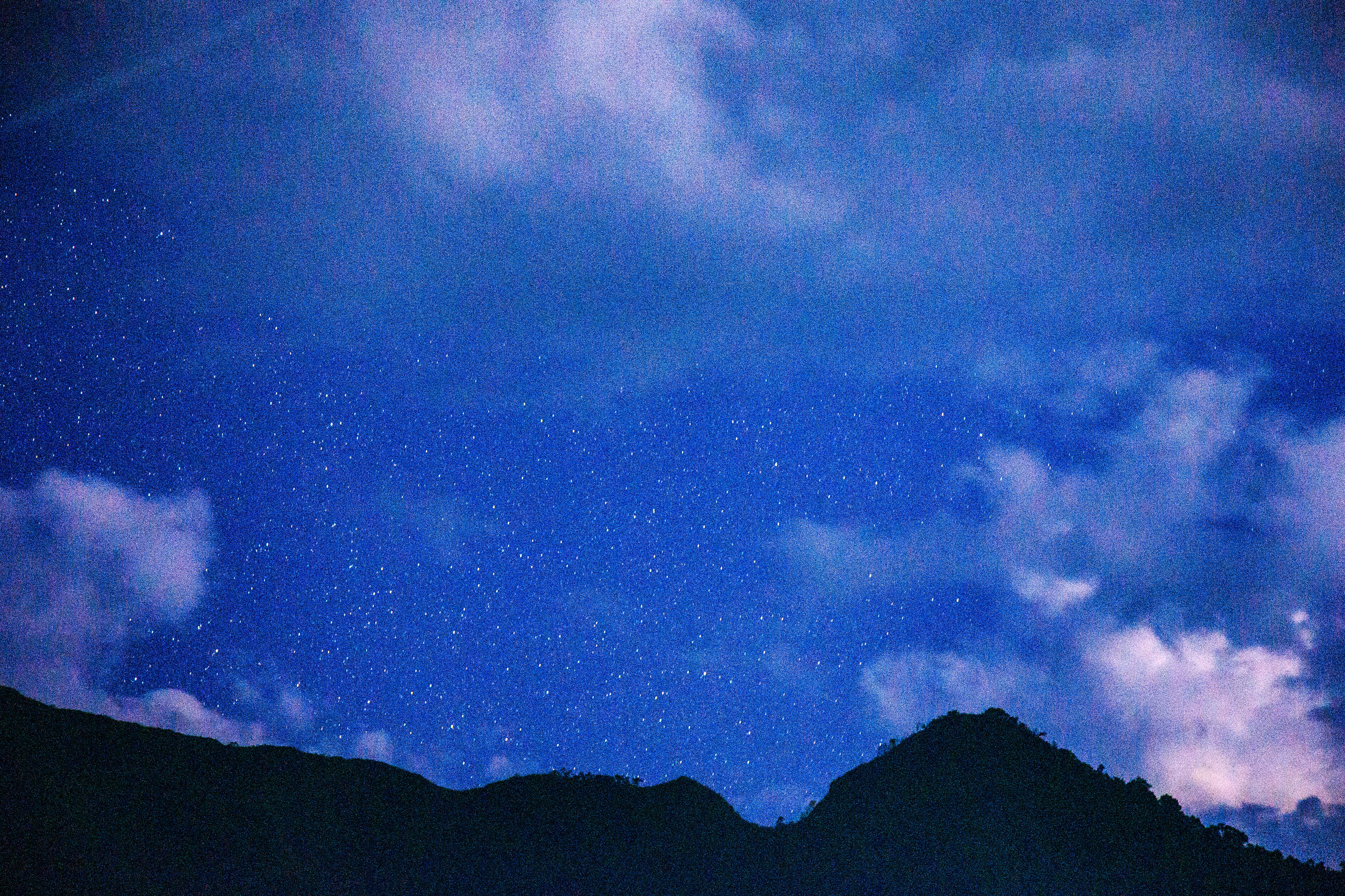 blue, silhouette, shadow, cloud, tranquil scene, night sky, galaxy, sky, tranquility, mountain, beauty in nature, banaue, low angle view, nature, star, HD Wallpaper