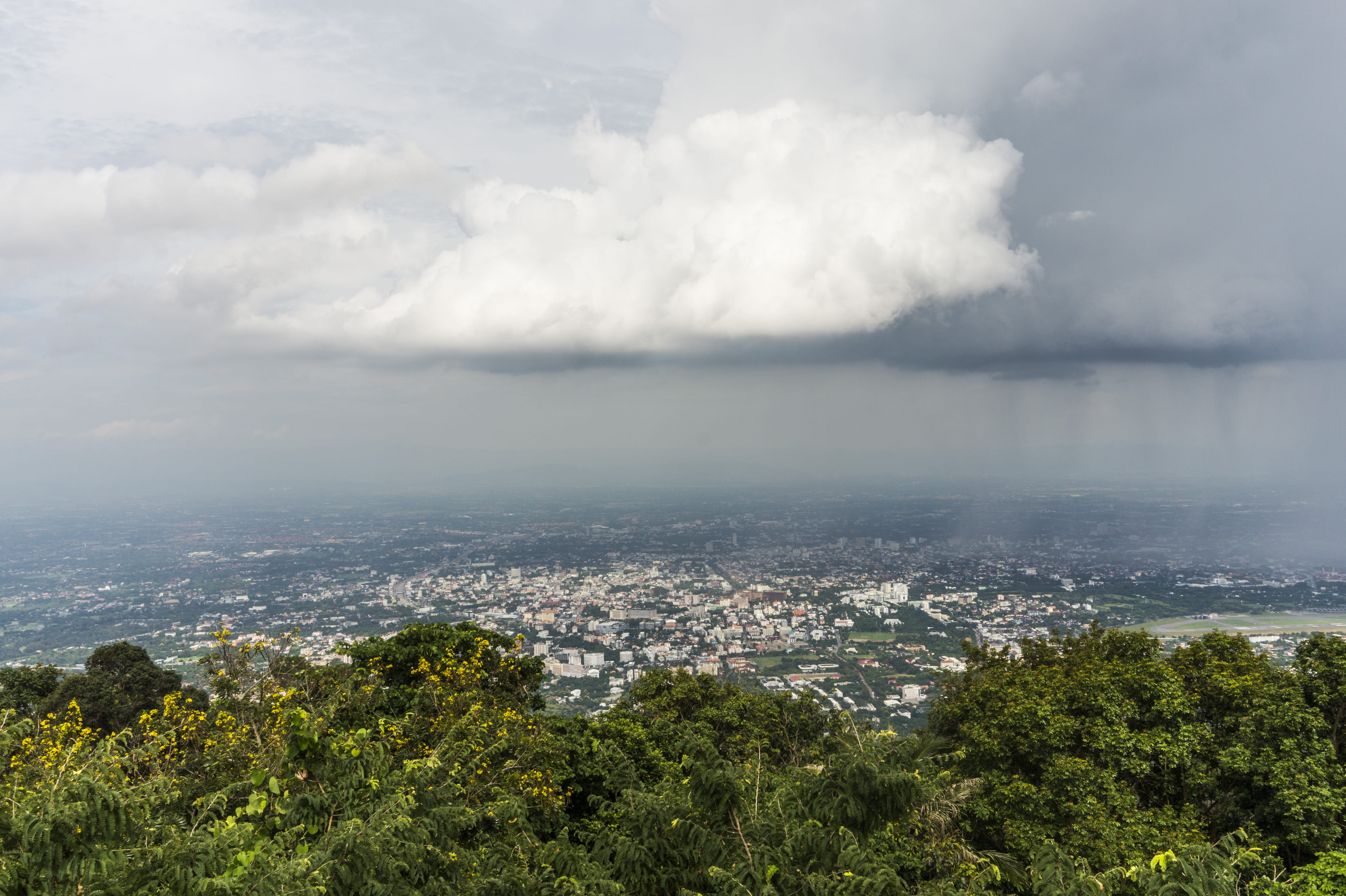day, thailand, tranquil scene, no people, green color, cityscape, storm, tranquility, nature, city, building exterior, viewpoint, built structure, chiangmai, HD Wallpaper