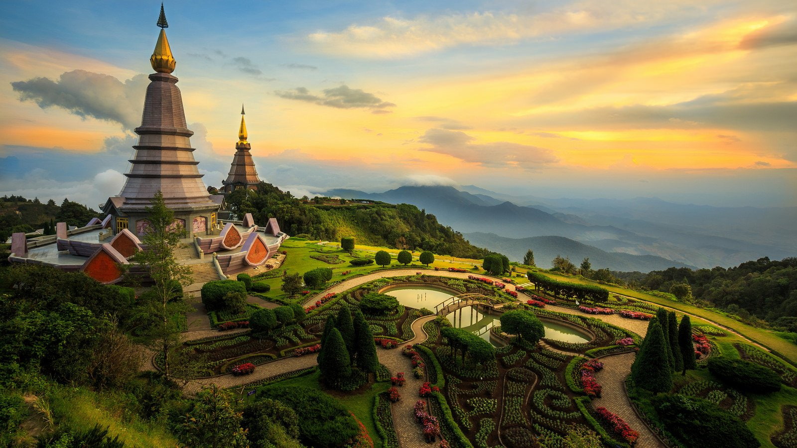 landscape, environment, Pagoda, the past, built structure, Chiang Mai, outdoors, nature, Religious, Thailand, Garden, building, no people, spirituality, HD Wallpaper