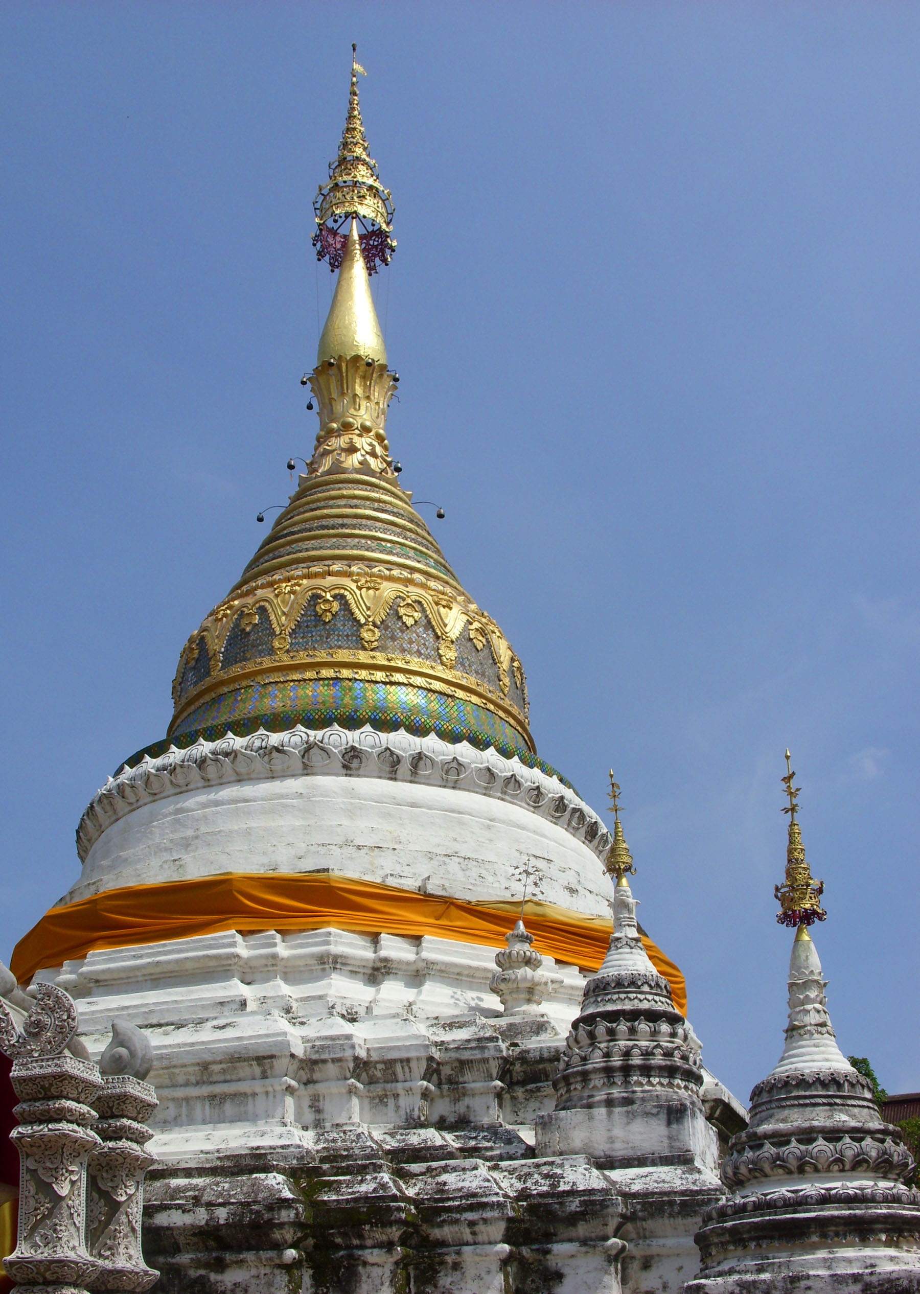 chiang mai, buddha, bupparam, gold colored, sky, chedi, peaceful, travel, culture, built structure, no people, architecture, chiangmai, 1080P, thai, belief, Phone HD Wallpaper