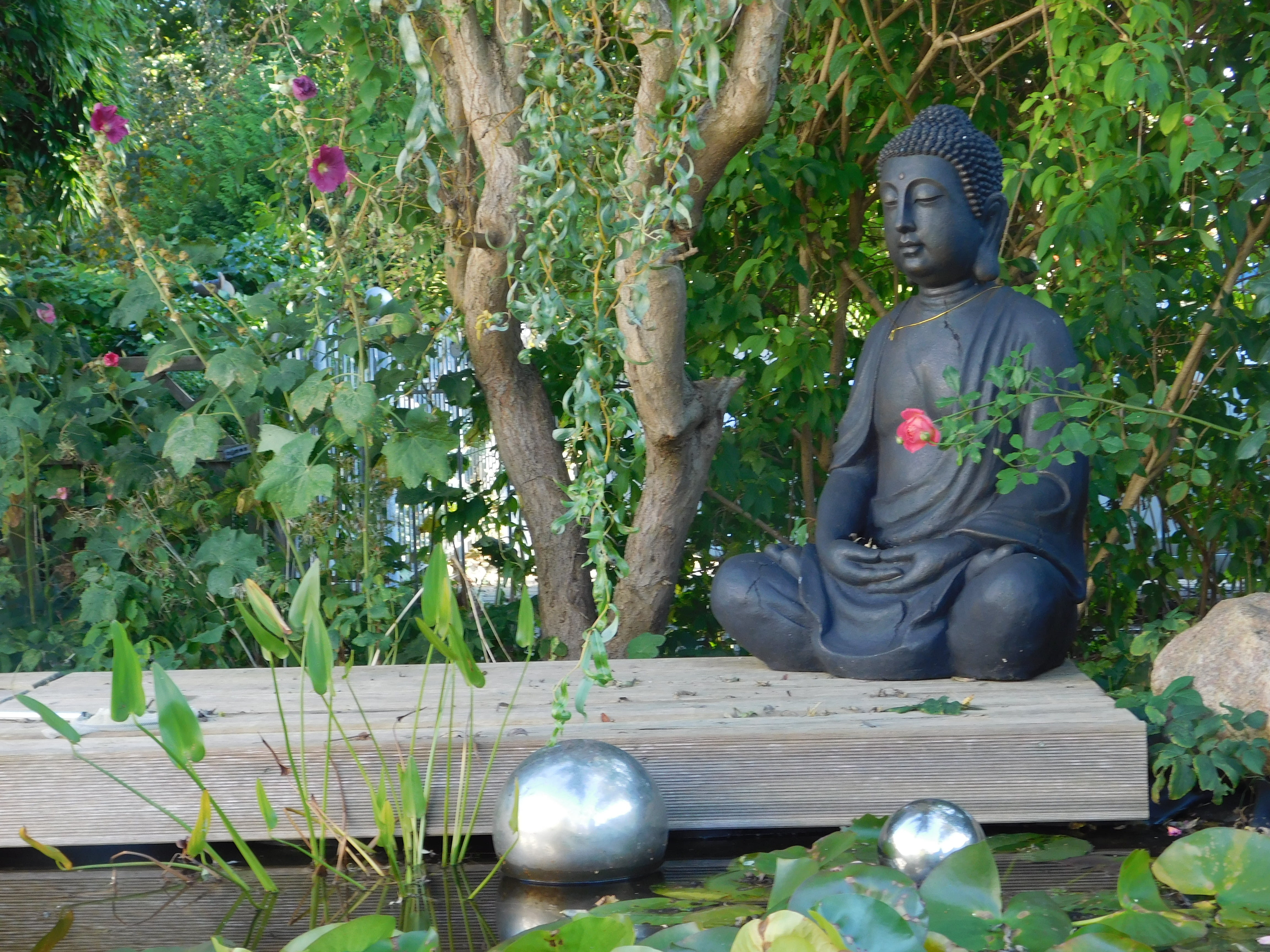 human representation, day, wellness, buddha figure, tree, steinbuddha, no people, yoga, fernöstlich, spirituality, belief, sculpture, buddhism, plant, 4K, HD Wallpaper