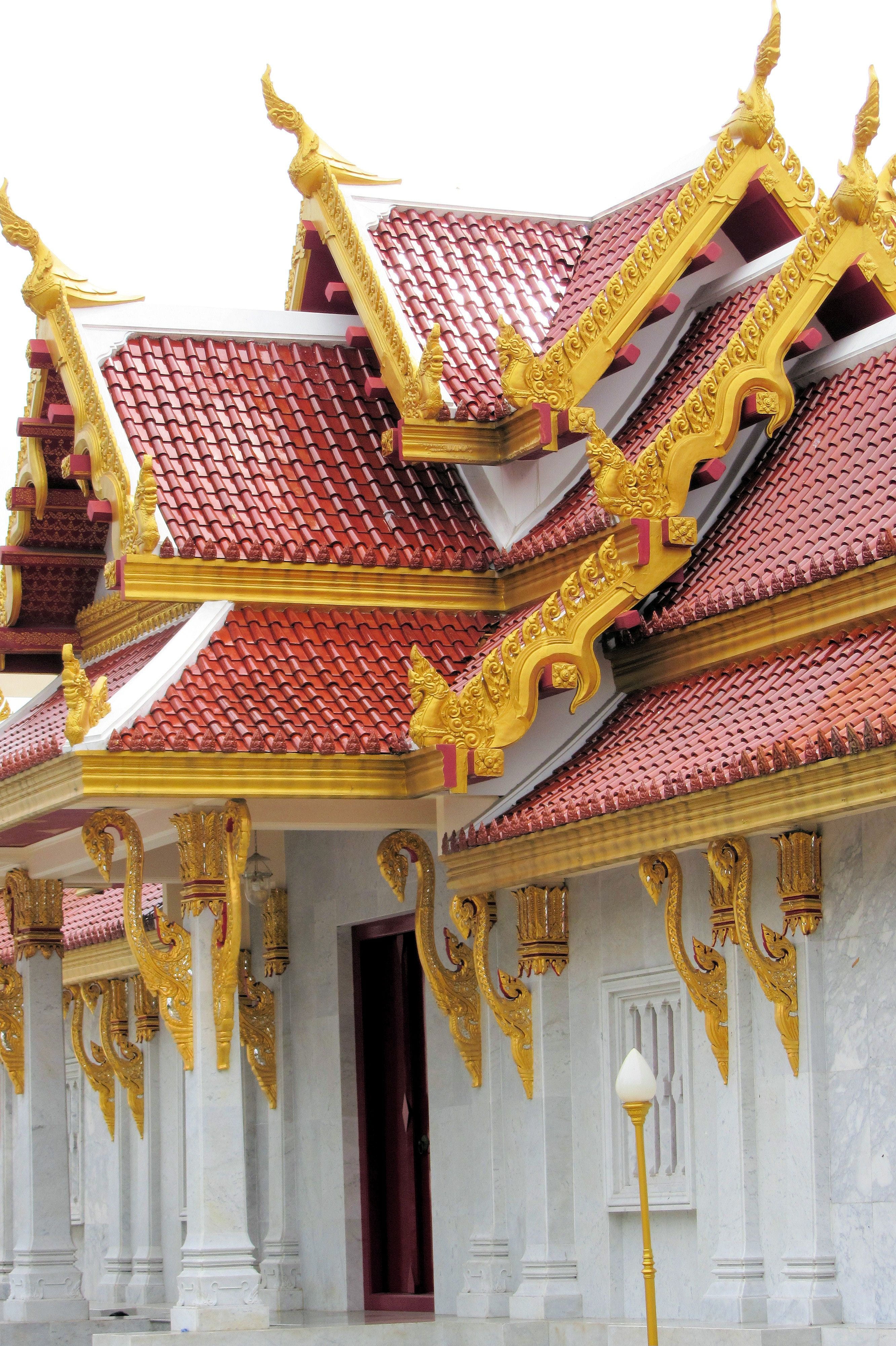 architectural feature, day, building exterior, art, built structure, pattern, bangkok, temple, religion, gold colored, art and craft, fernöstlich, place of worship, Phone HD Wallpaper