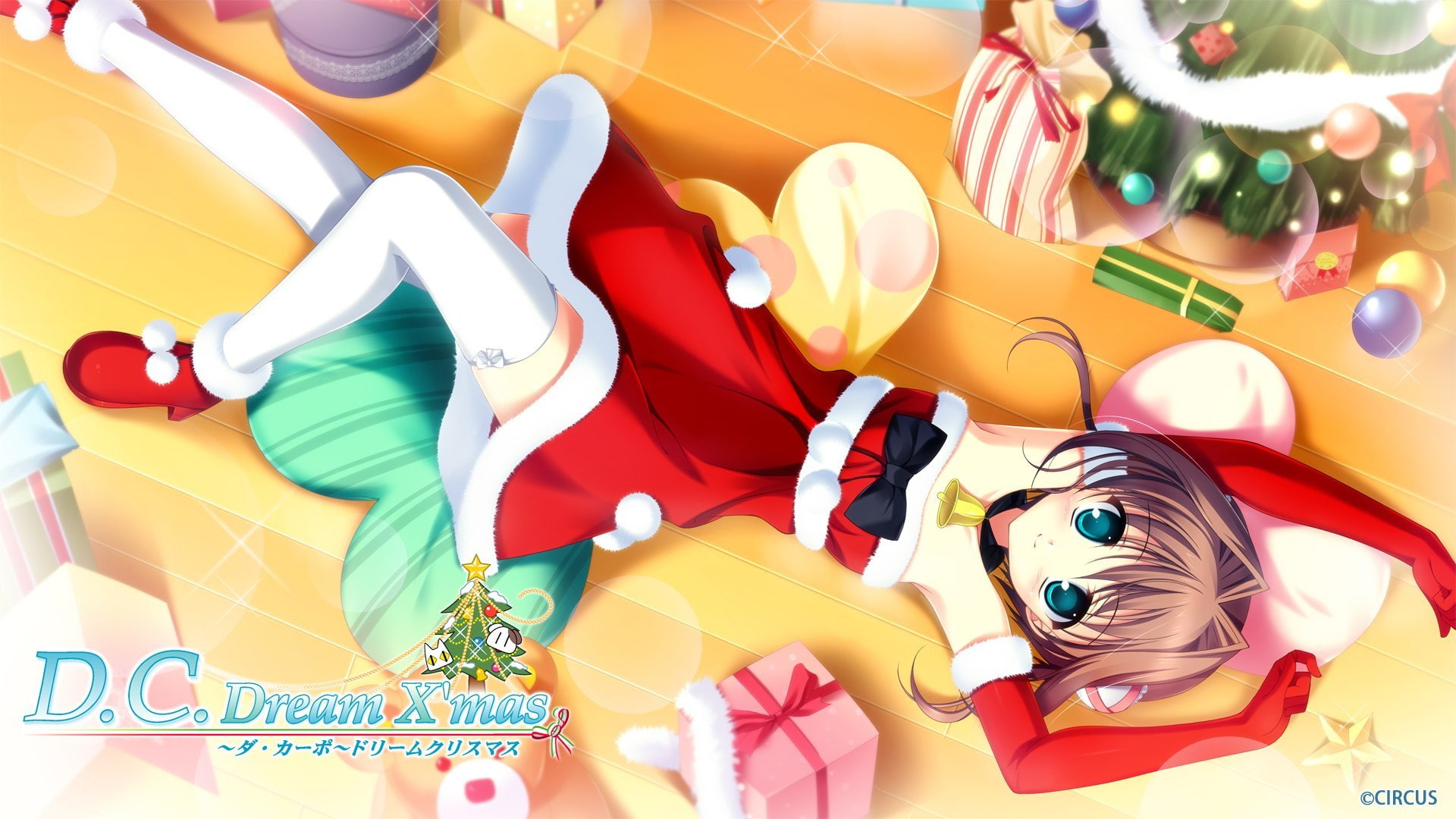 1080P, dream, Yume, dress, da, capo, Brown Hair, Yuka, asakura, Thighhighs, Kayura, christmas, HD Wallpaper