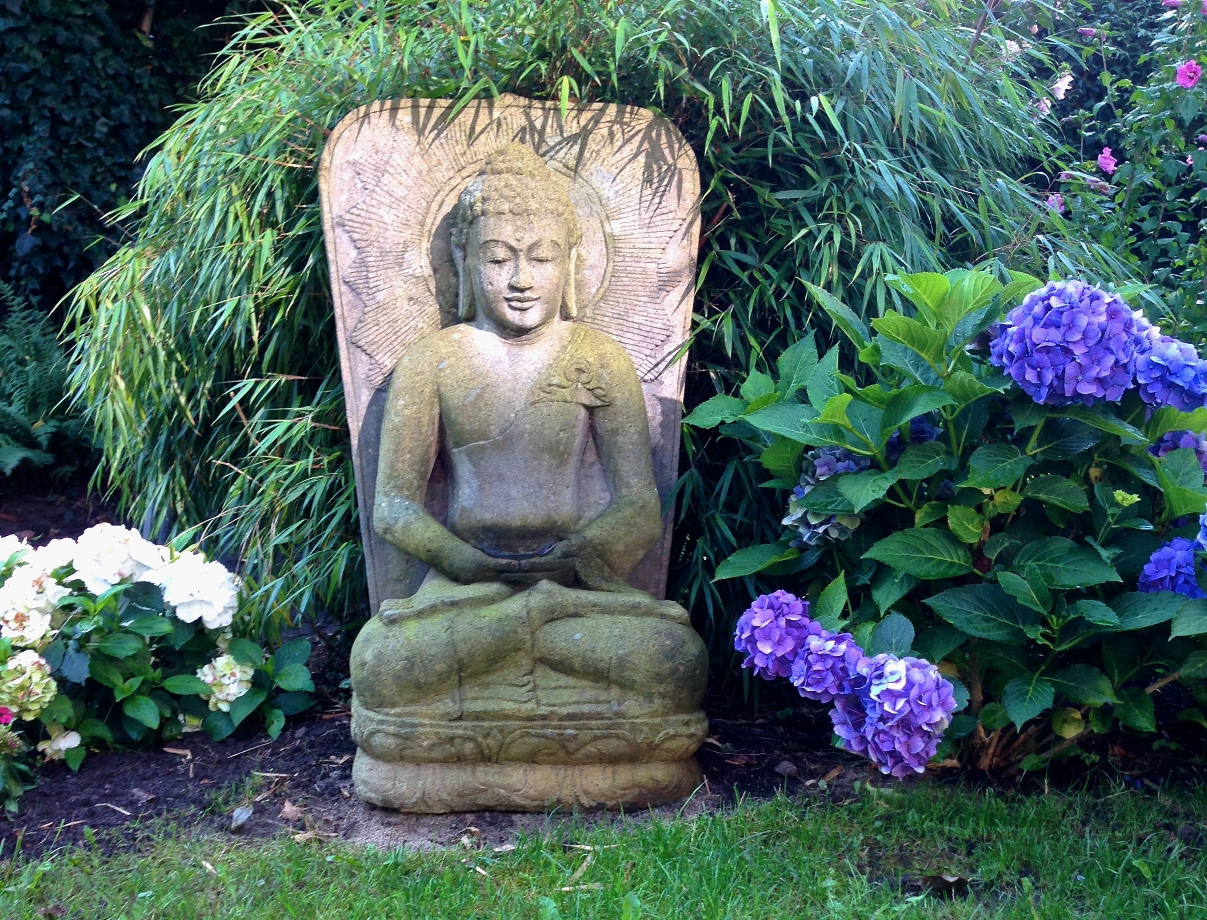 park, growth, solid, no people, outdoors, nature, buddha, sculpture, flower, stone material, asia, fernöstlich, park - man made space, relaxation, art and craft, HD Wallpaper
