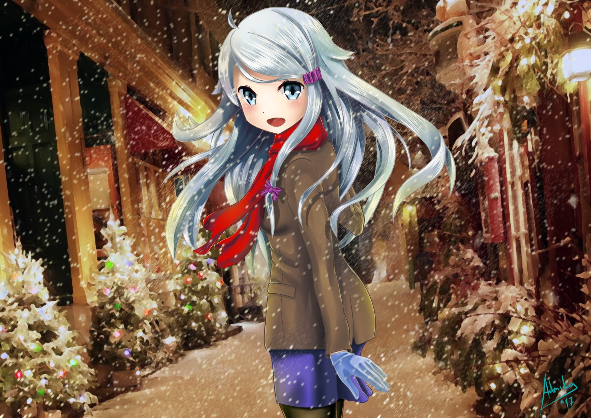 hairstyle, portrait, leisure activity, Coat, fashion, young women, front view, Anime, Long Hair, young adult, one person, looking at camera, Imouto sae Ireba Ii., HD Wallpaper