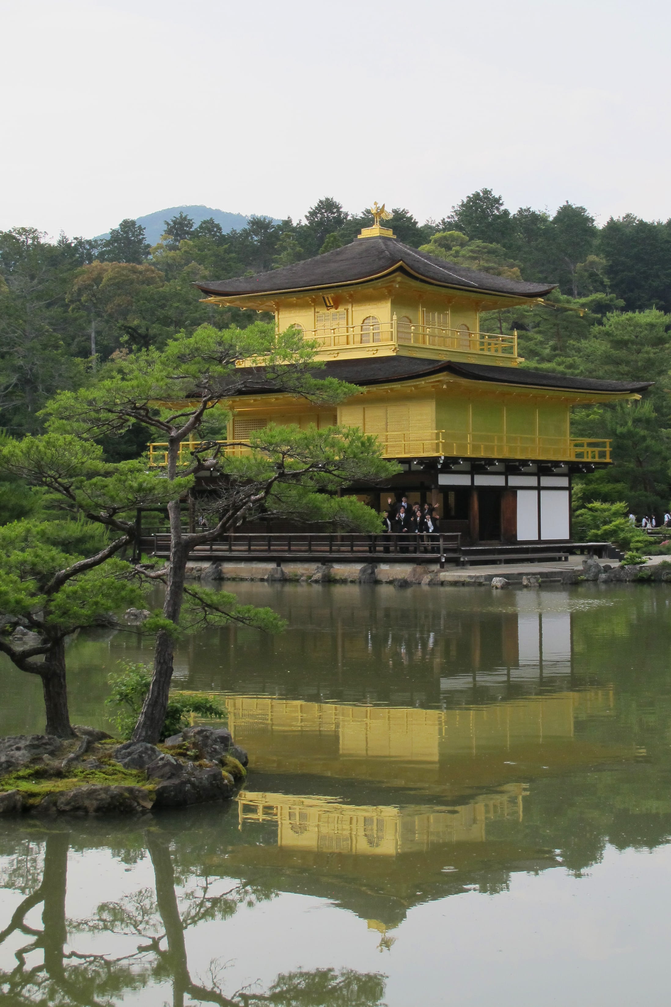 lake, reflection, place of worship, kyoto, building, sky, nature, building exterior, religion, golden pavilion, japan, built structure, spirituality, waterfront, Phone HD Wallpaper