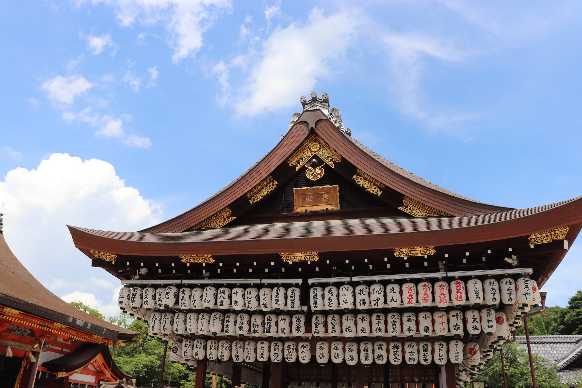 built structure, belief, religion, sky, 1080P, shrine, day, architecture, place of worship, outdoors, cloud - sky, nature, blue sky, ornate, eaves, travel destinations, HD Wallpaper