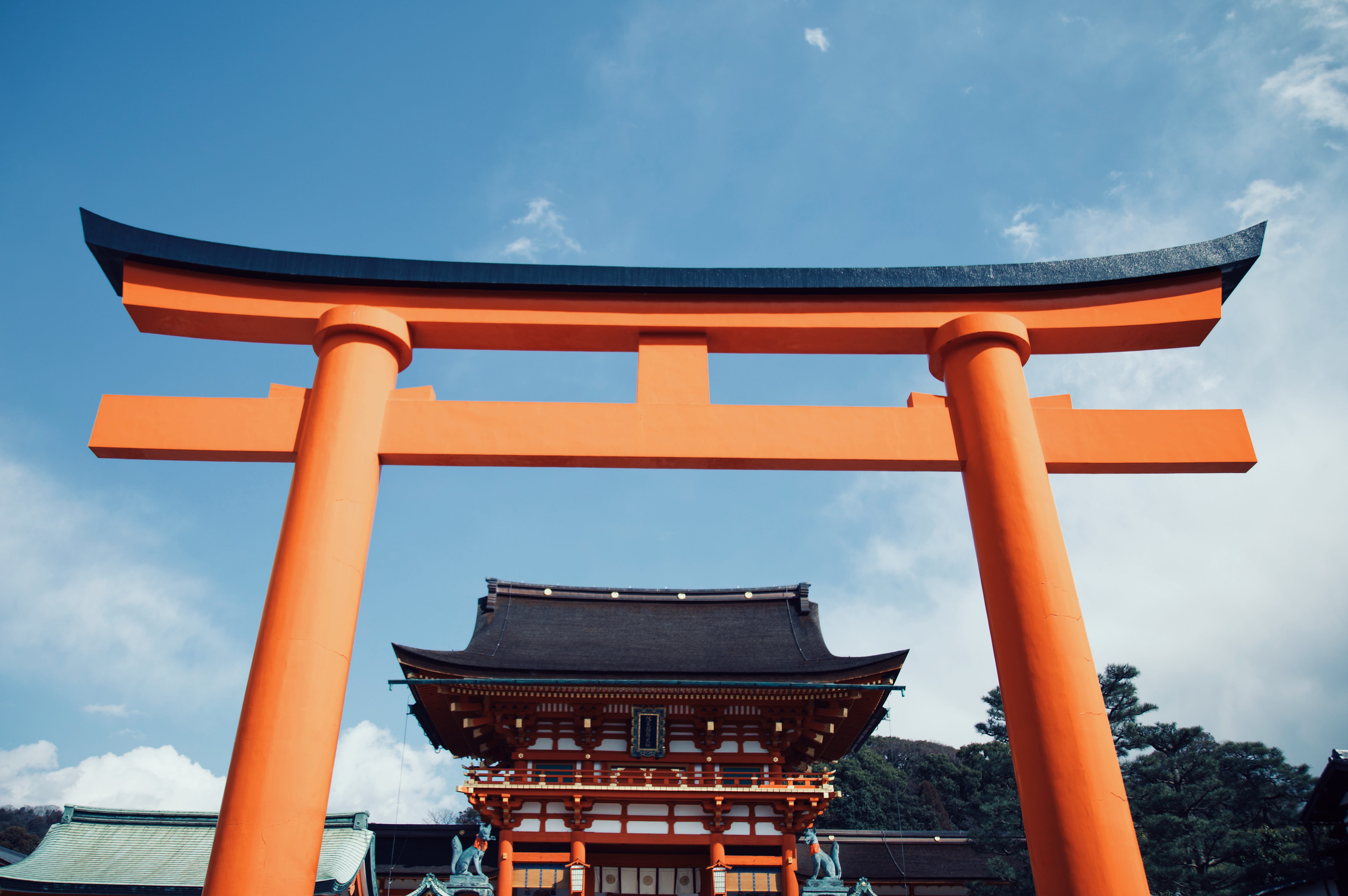 architecture, travel, spirituality, religion, cloud - sky, day, 5K, tourism, sky, no people, japan, fushimi inari taisha, outdoors, travel destinations, HD Wallpaper