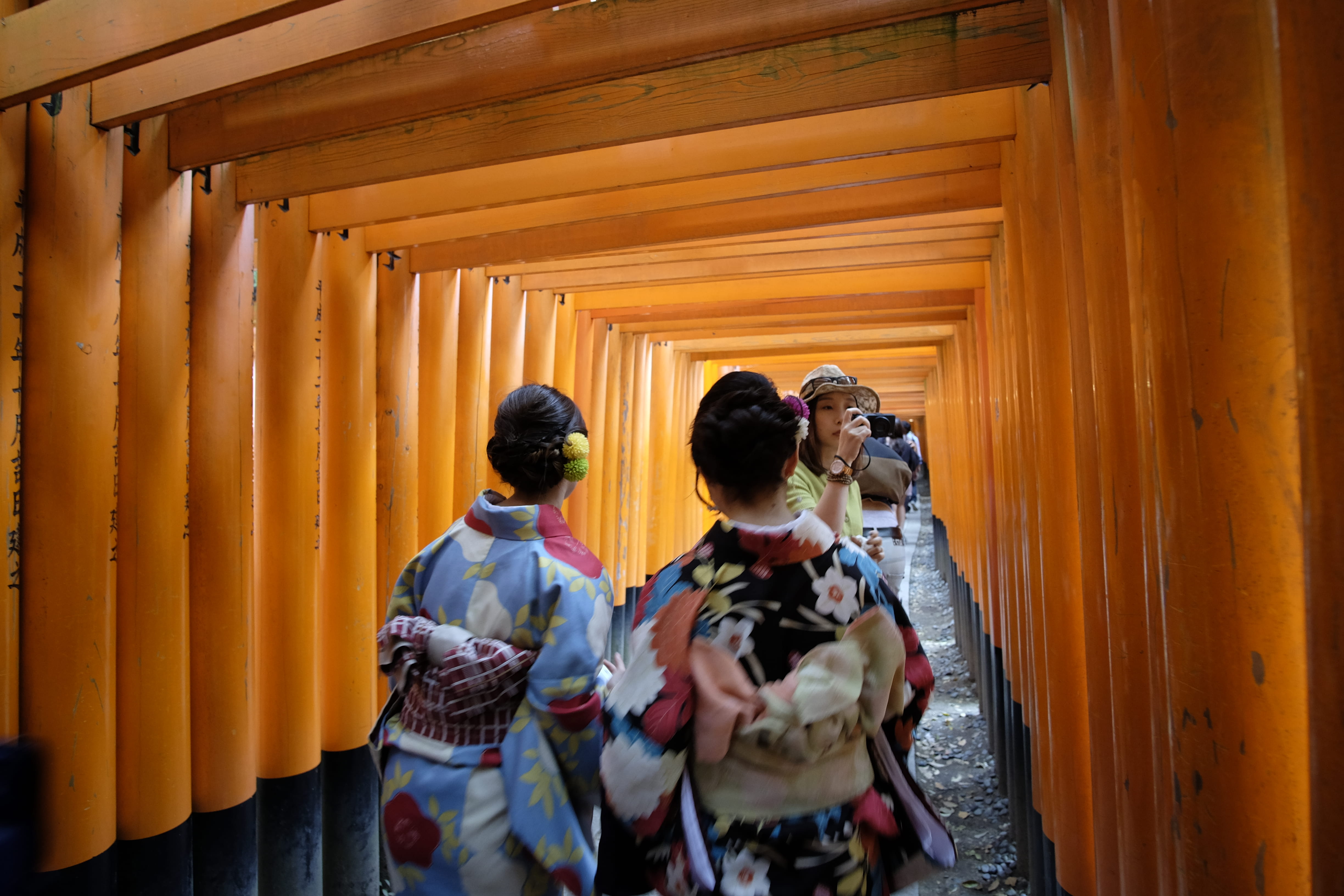 traditional clothing, built structure, outdoors, religion, building, place of worship, belief, fushimi inari taisha, waist up, spirituality, rear view, HD Wallpaper