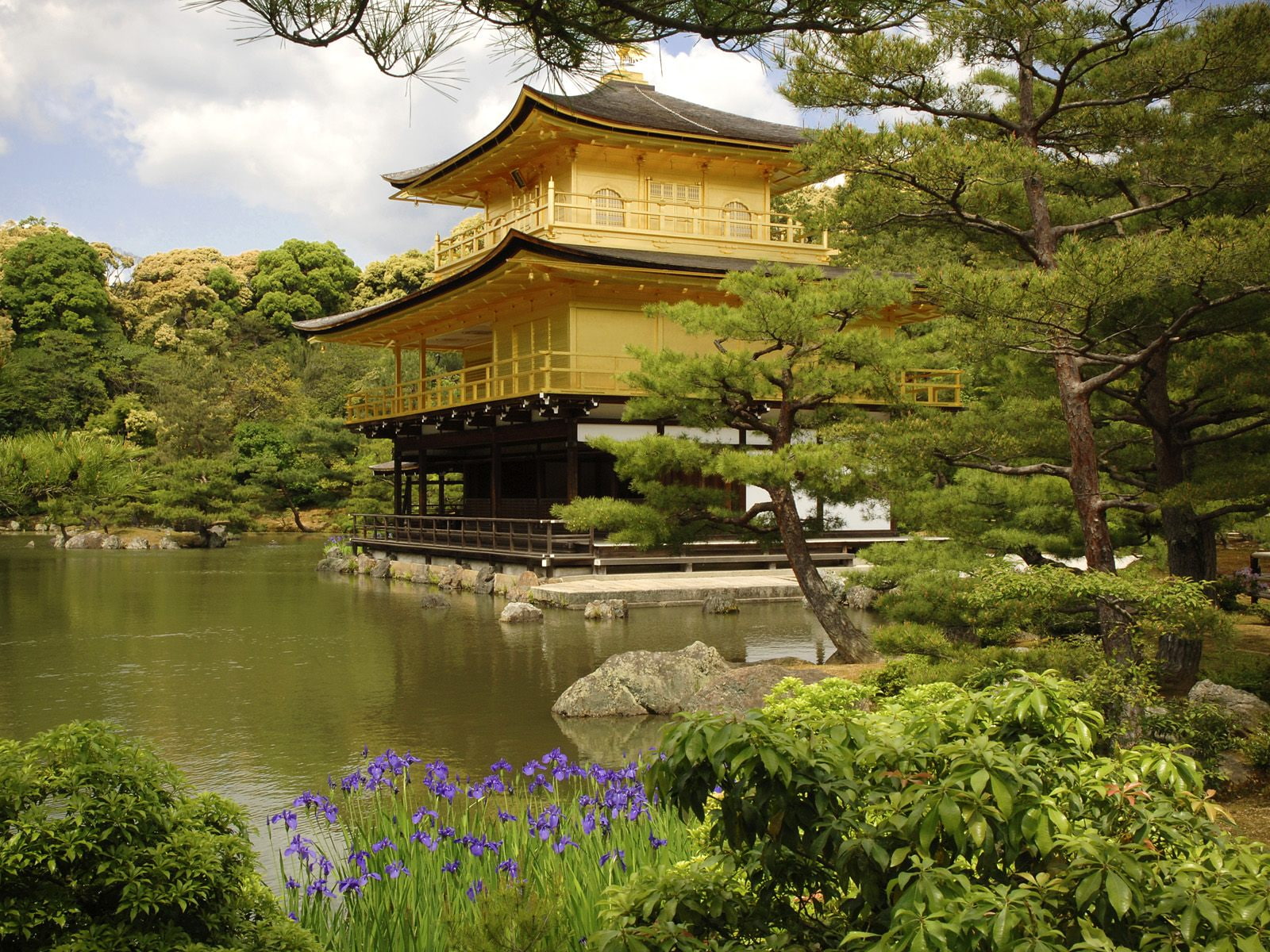 yellow, house, kyoto, water, body, kinkaku, center, temple, japan, 720P, wooden, ji, HD Wallpaper