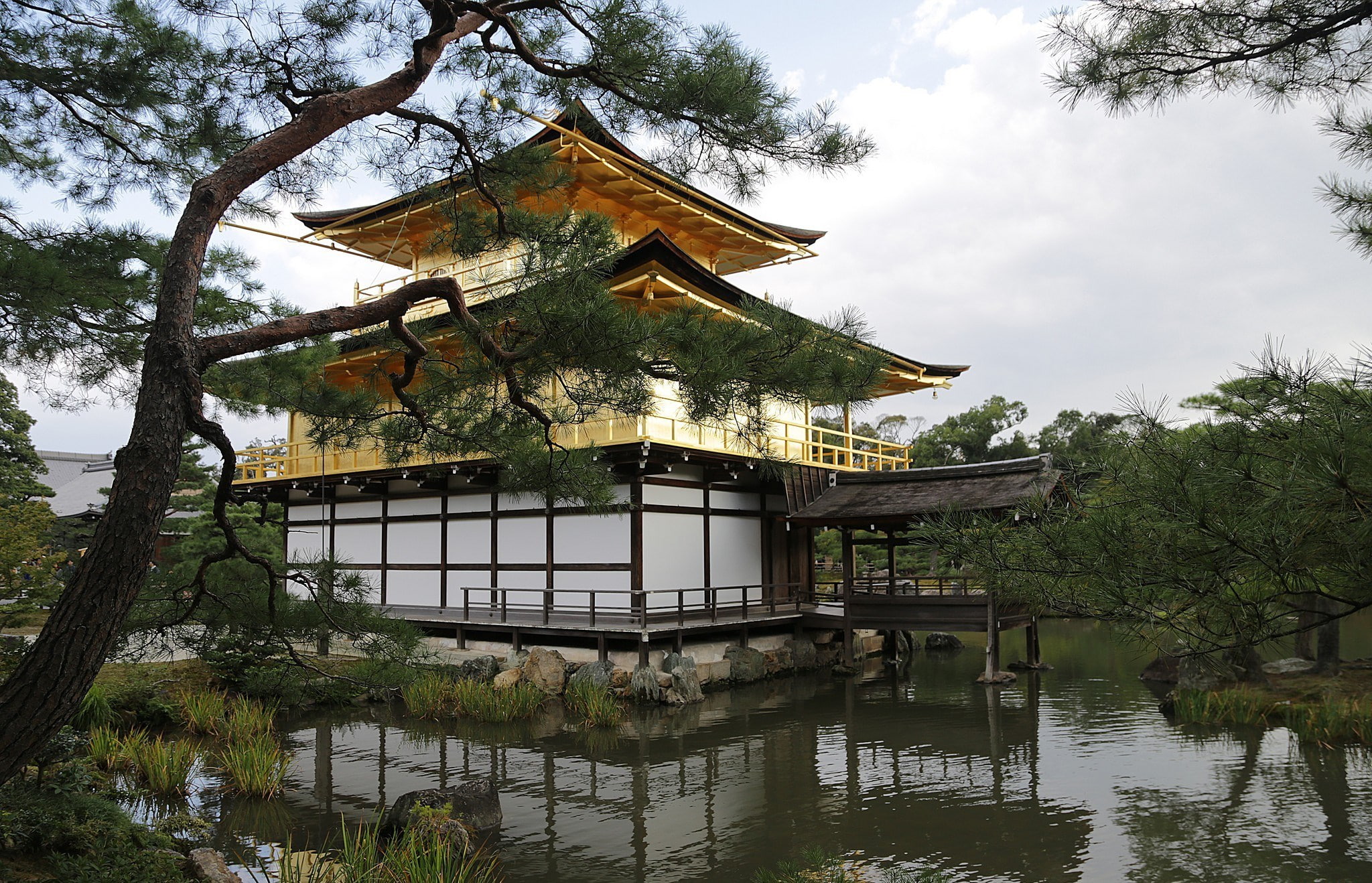 day, 1080P, no people, shrine, architecture, nature, water, tree, building exterior, spirituality, built structure, lake, cloud - sky, building, belief, HD Wallpaper