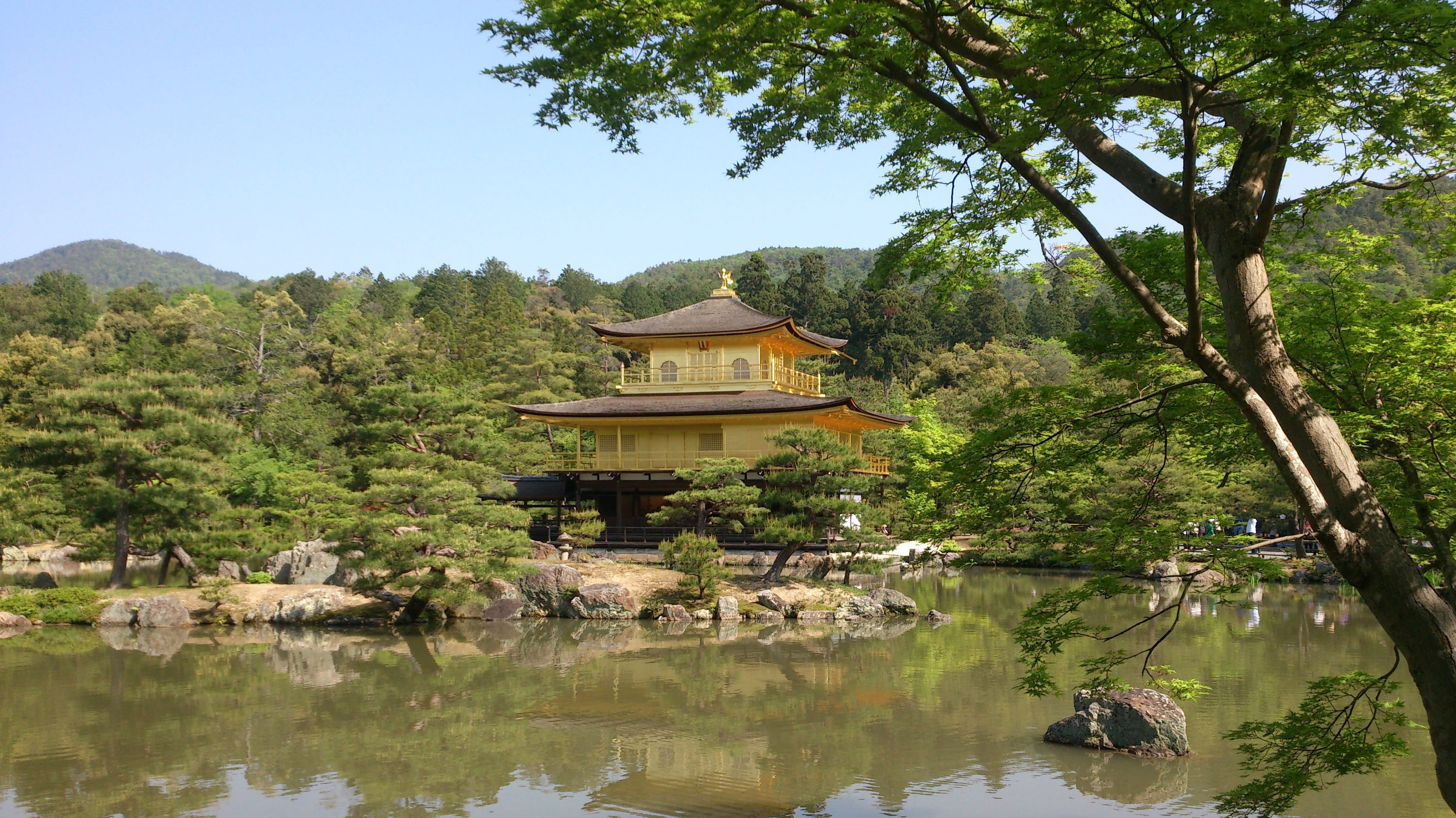 water, religion, Japan, travel destinations, sky, Kyoto, no people, tranquility, beauty in nature, day, building, growth, scenics - nature, japanese style, HD Wallpaper