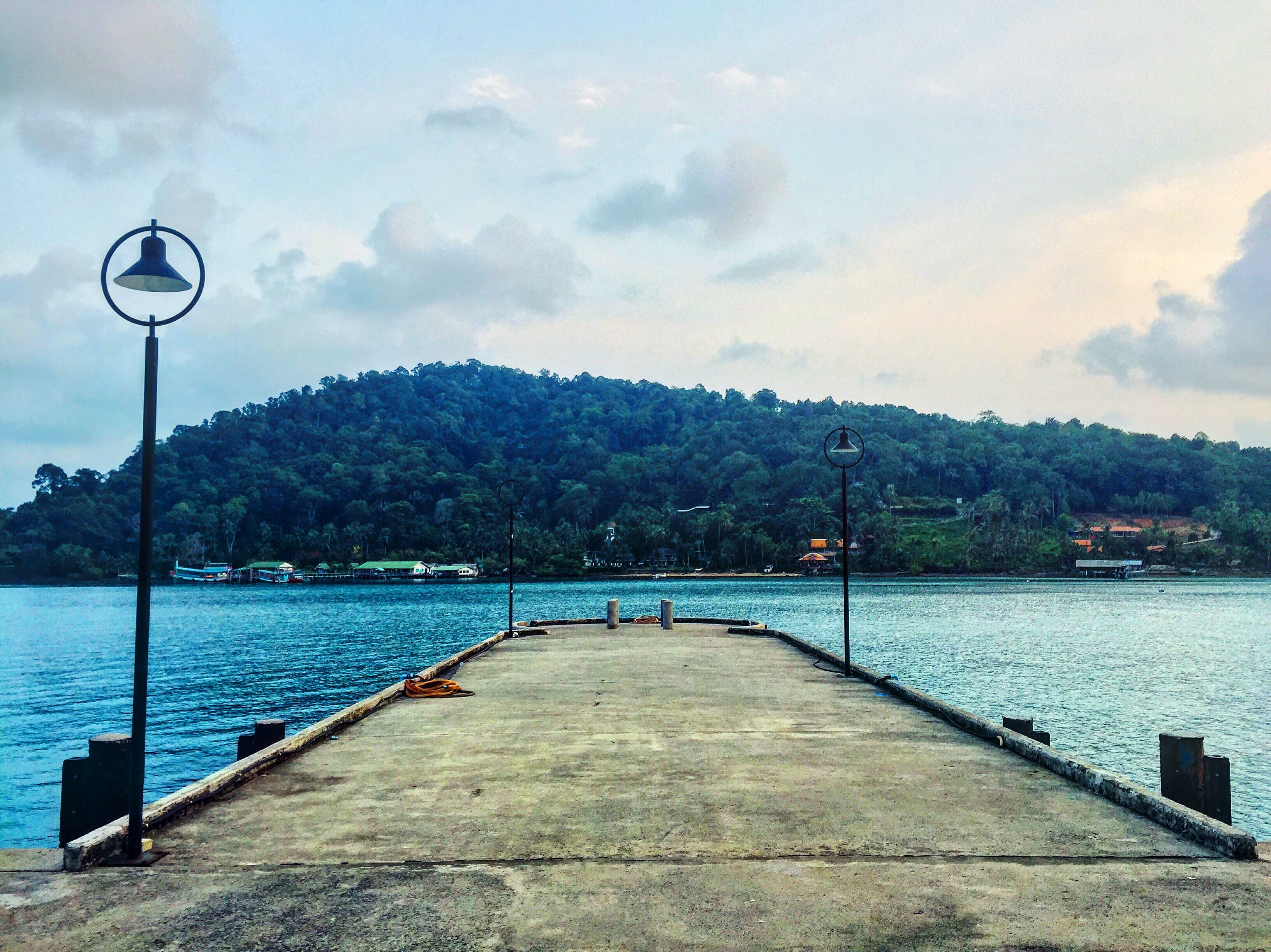 thailand, scenics - nature, tranquil scene, day, street light, ocean, nature, lighting equipment, beauty in nature, pier, water, cloud - sky, bang bao bay, HD Wallpaper