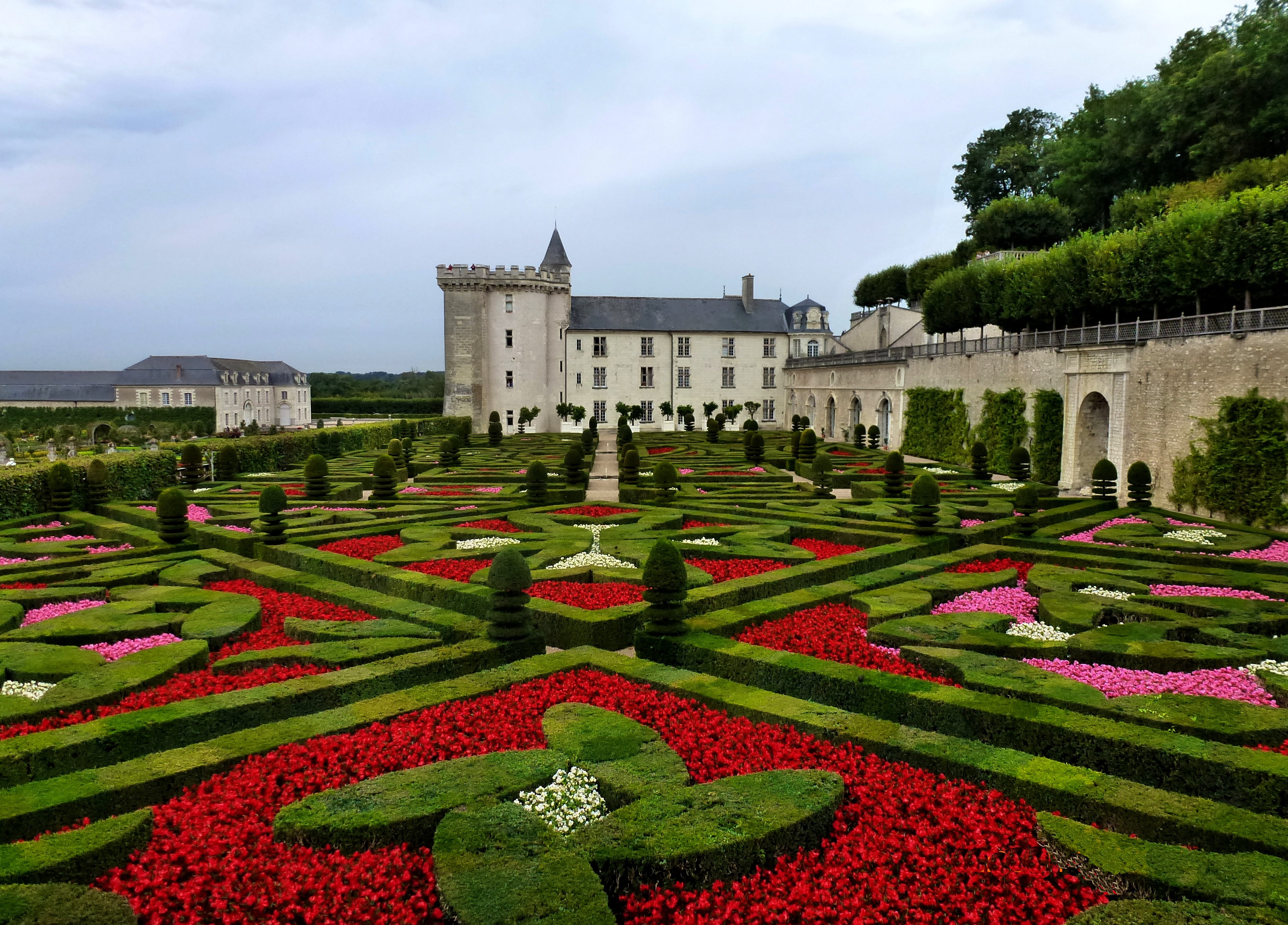 hedge, nature, day, architecture, cloud - sky, french, outdoors, flower, garden, tree, growth, history, pierre, the past, 4K, building, flowerbed, chateau de villandry, HD Wallpaper