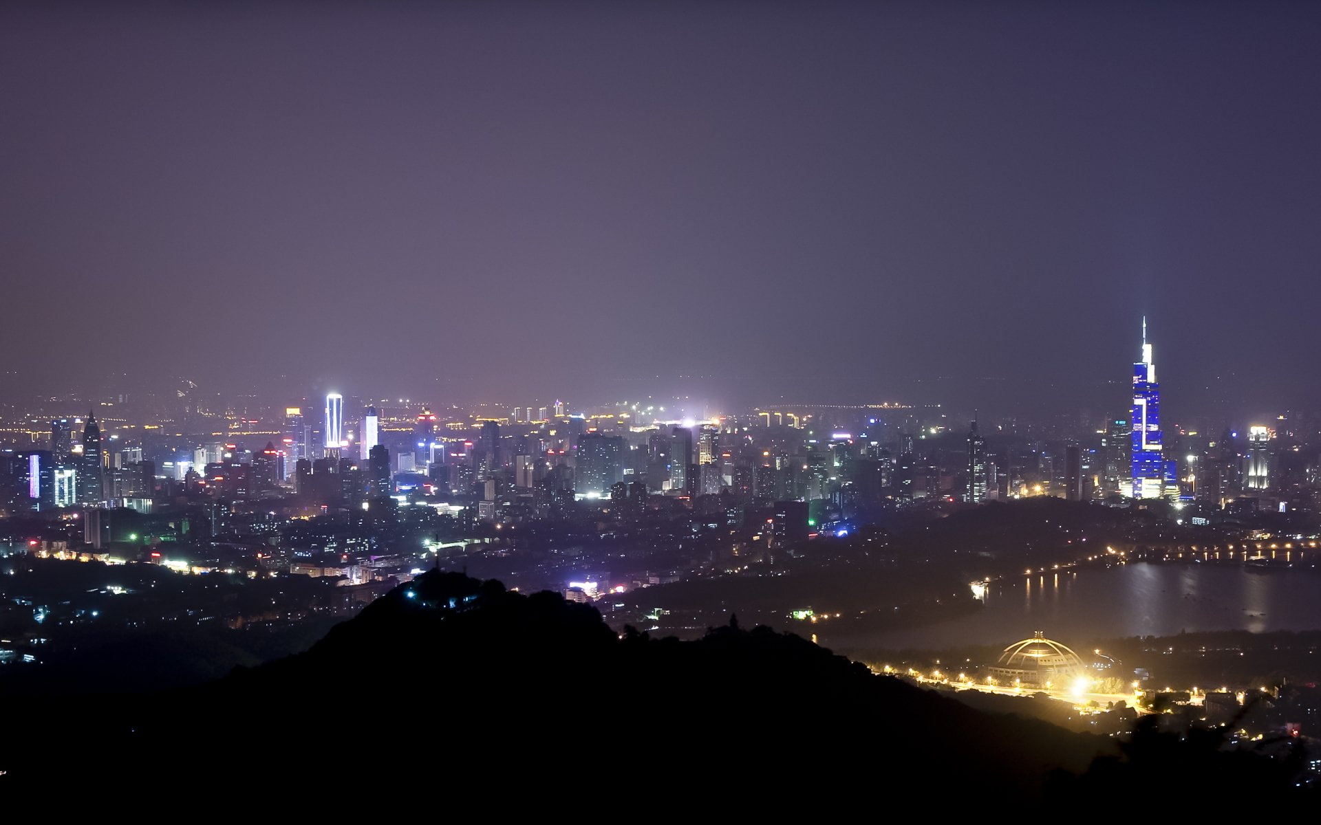 China, City, Nanjing, Jiangsu, Cities, 1080P, Night, HD Wallpaper