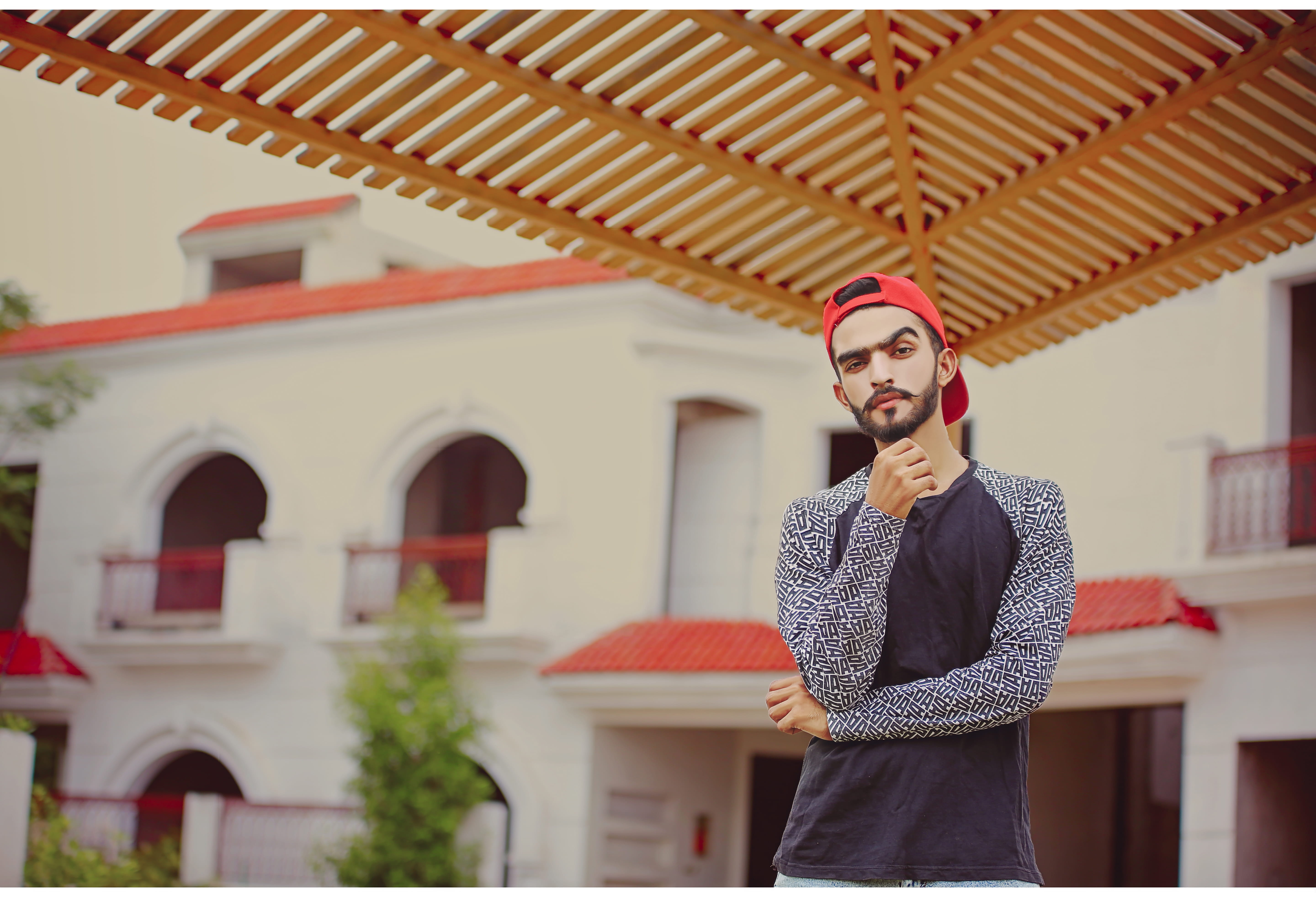 fashion, architecture, building, youth, red, fashionable, houses, three quarter length, shirt, male, focus on foreground, built structure, landscape, front view, HD Wallpaper