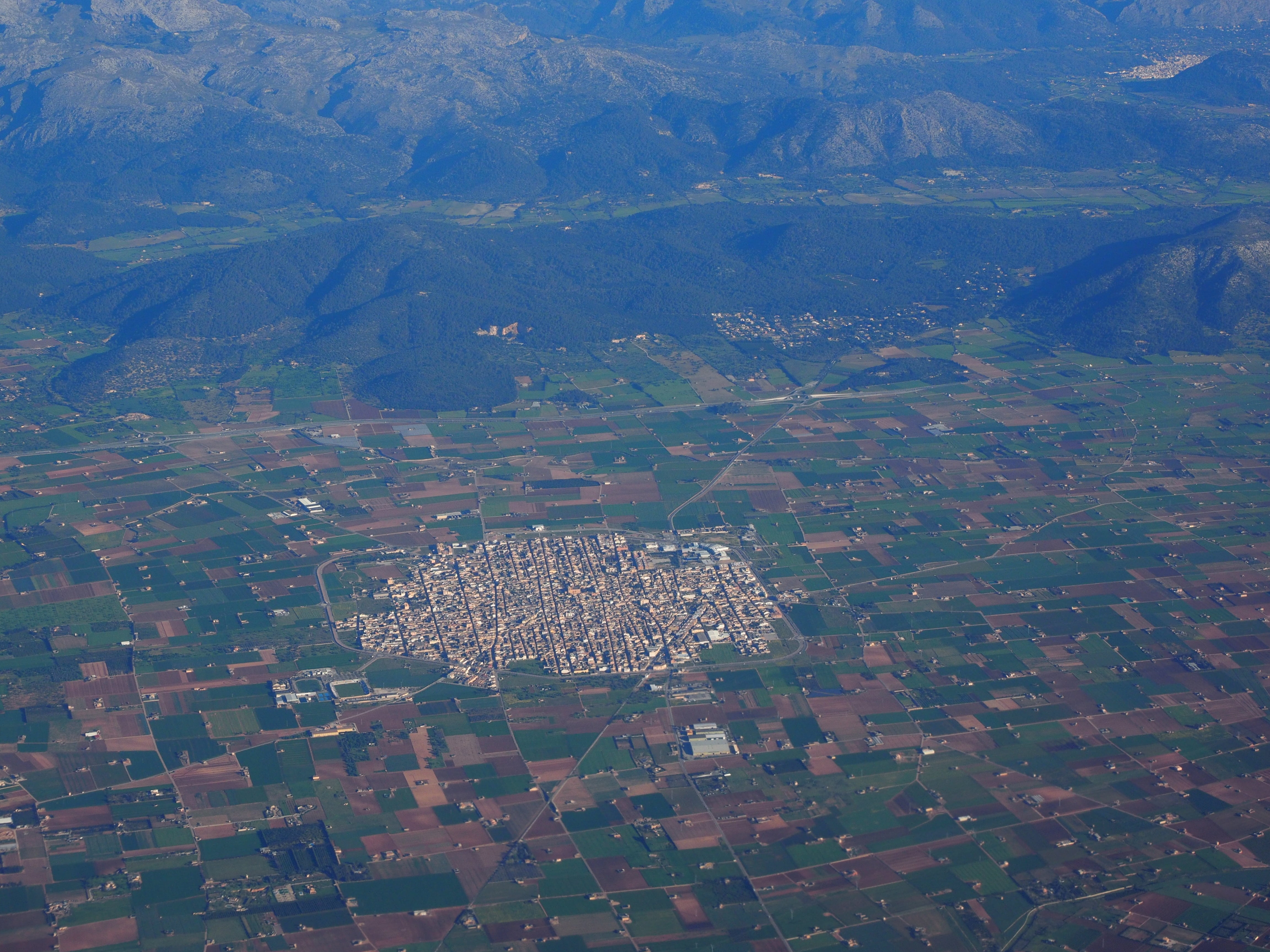 tramuntana, residential district, field, mountain range, 4K, community, scenics - nature, aerial View, building exterior, mountains, environment, mallorca, HD Wallpaper
