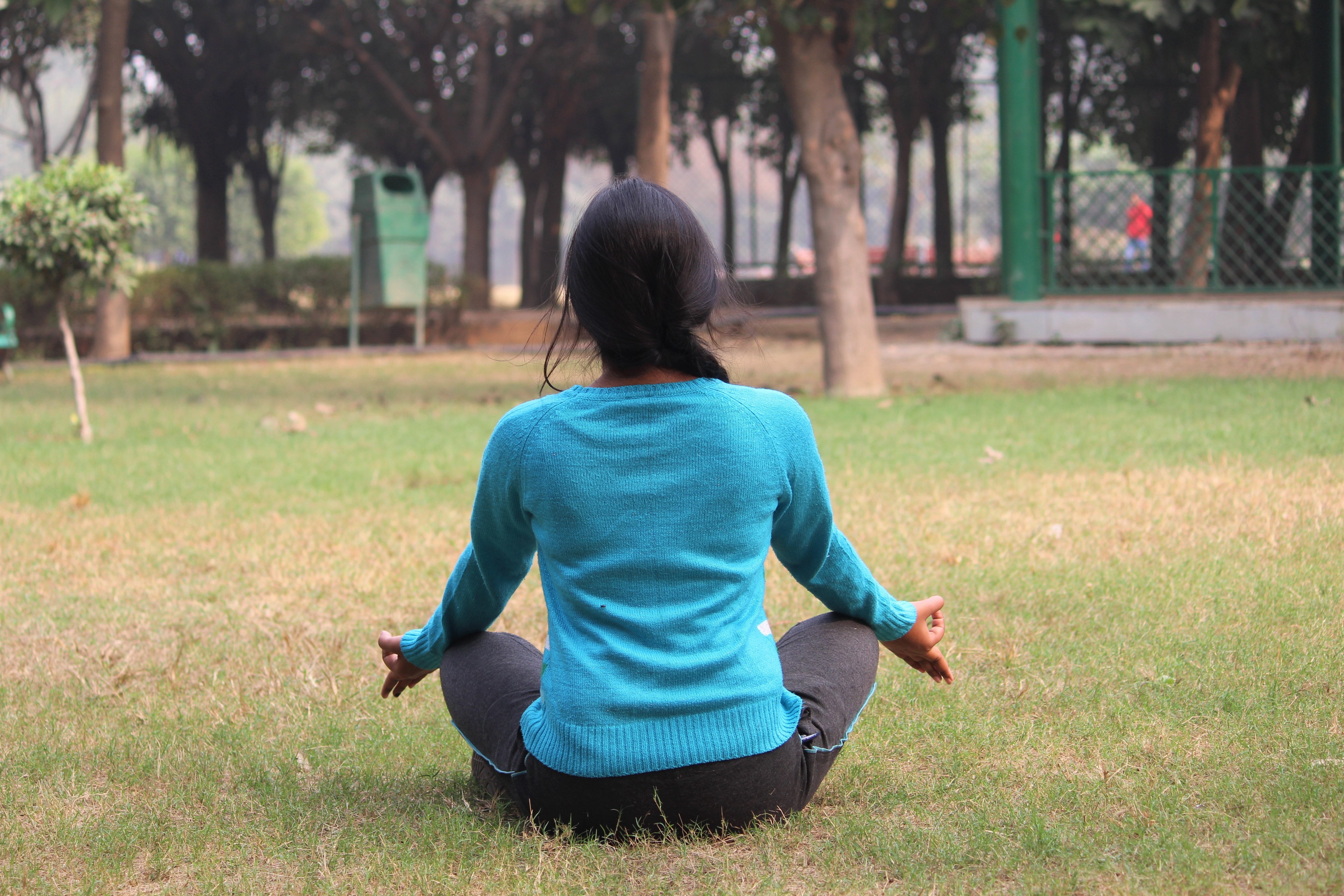 calm, fit, peace, one person, woman, sitting, young, 5K, position, real people, relaxation, meditation, exercise, black hair, plant, people, nature, meditating, HD Wallpaper