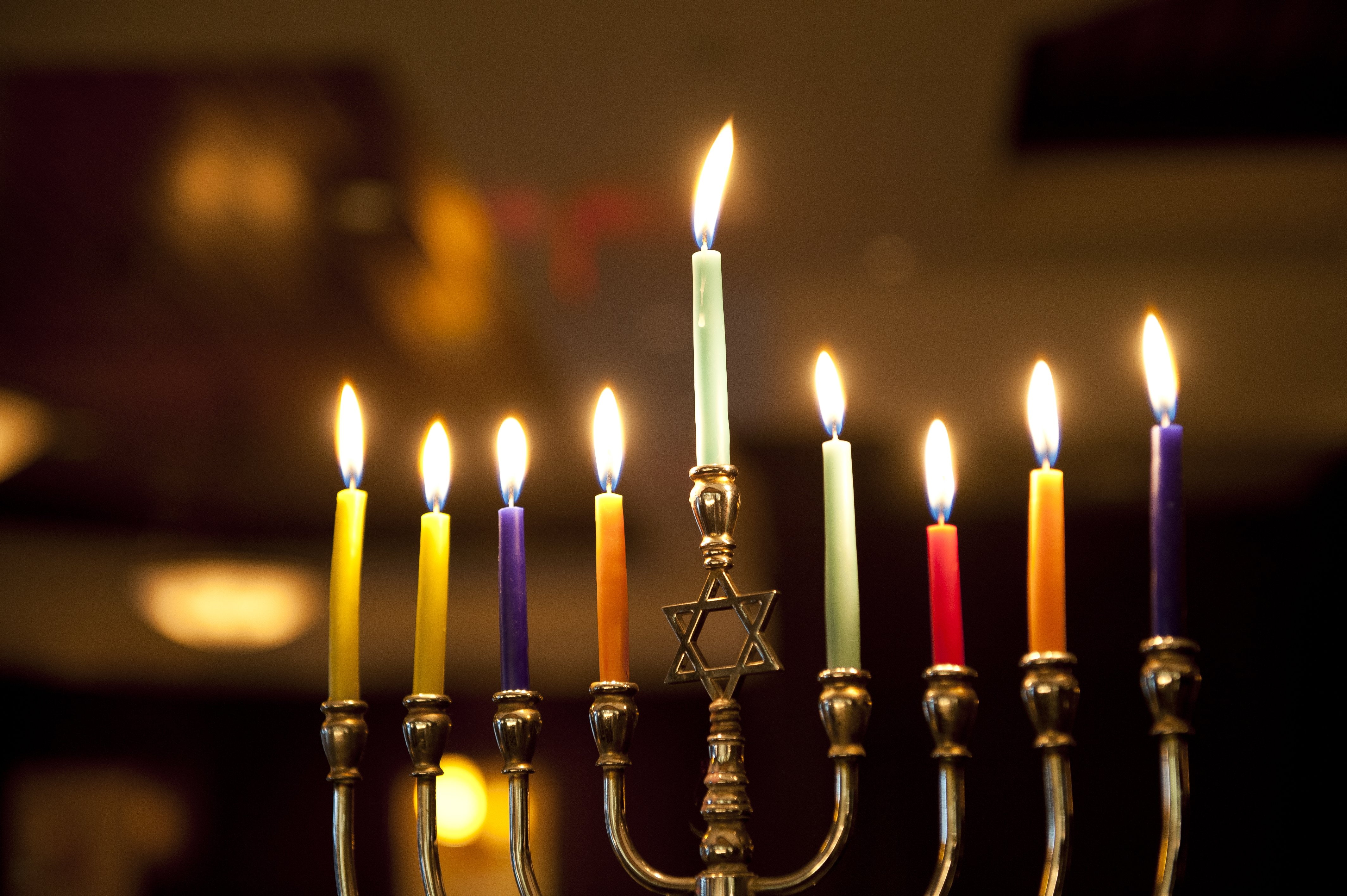 menorah, 4K, candles, hanukkah, HD Wallpaper