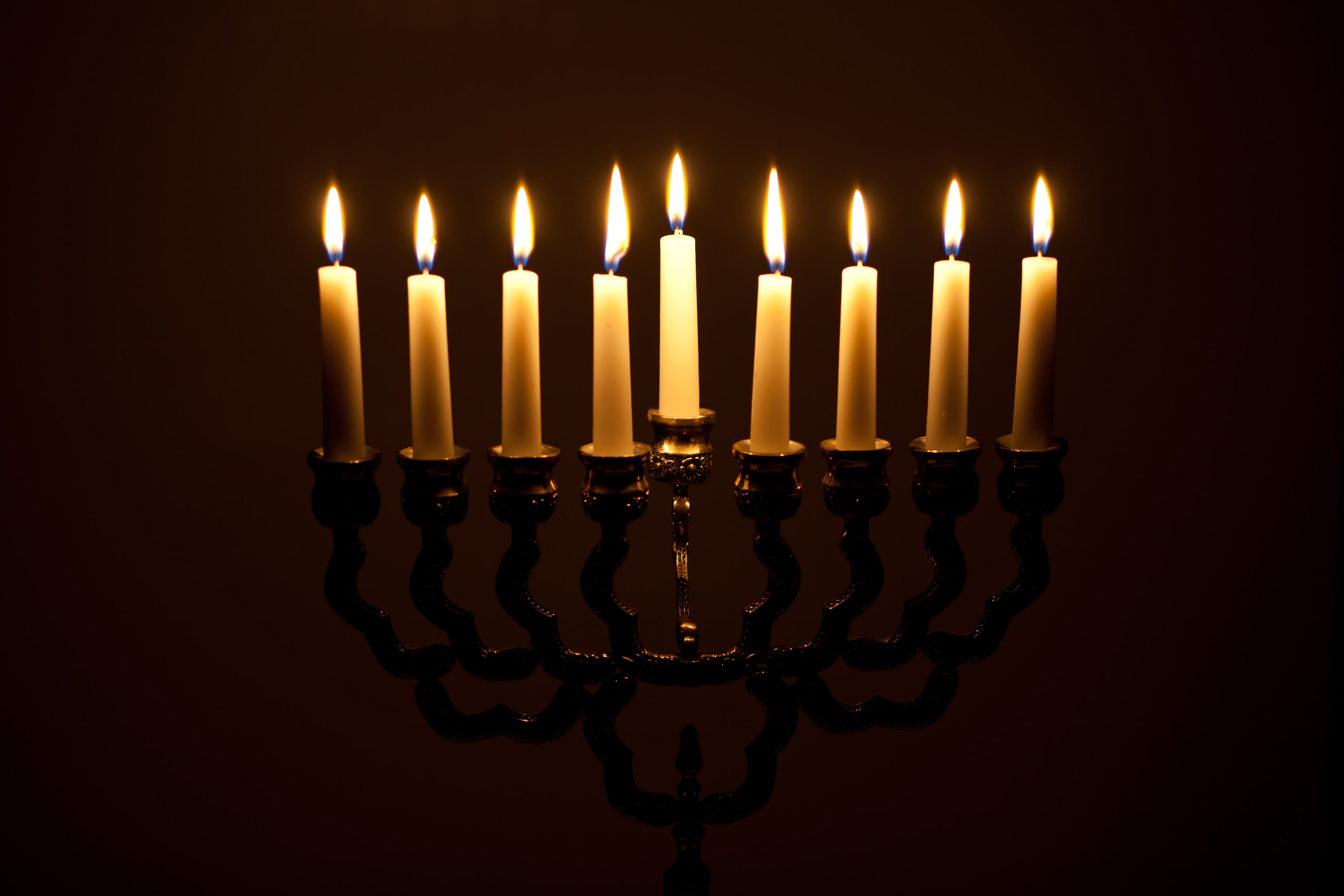Janucá, candle holders, fire, 4K, candles, menorah, light, HD Wallpaper