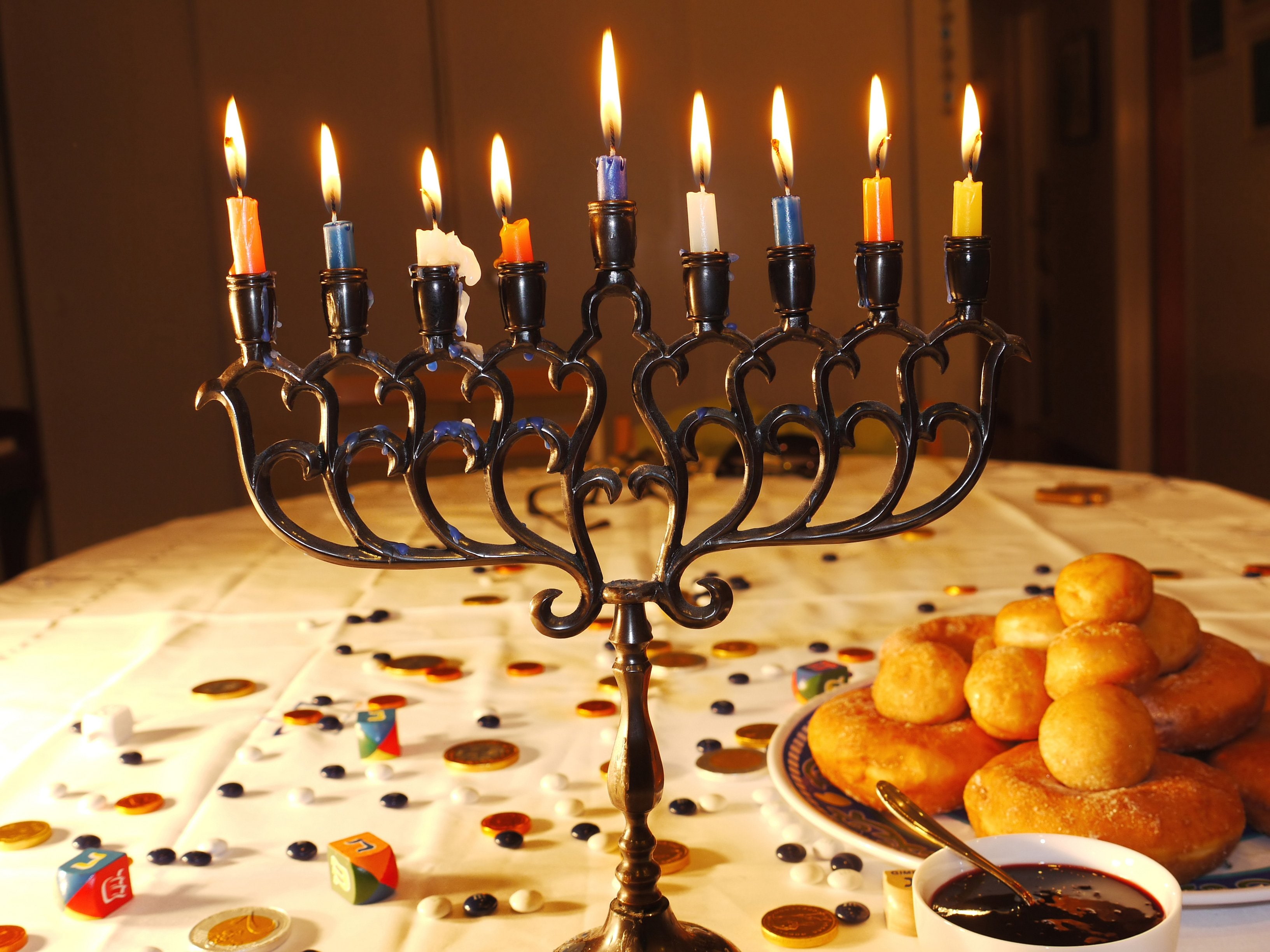 hanukiah, hanukkah, jewish, festival, menorah, chanukah, 2K, holiday, candle, candelabrum, HD Wallpaper