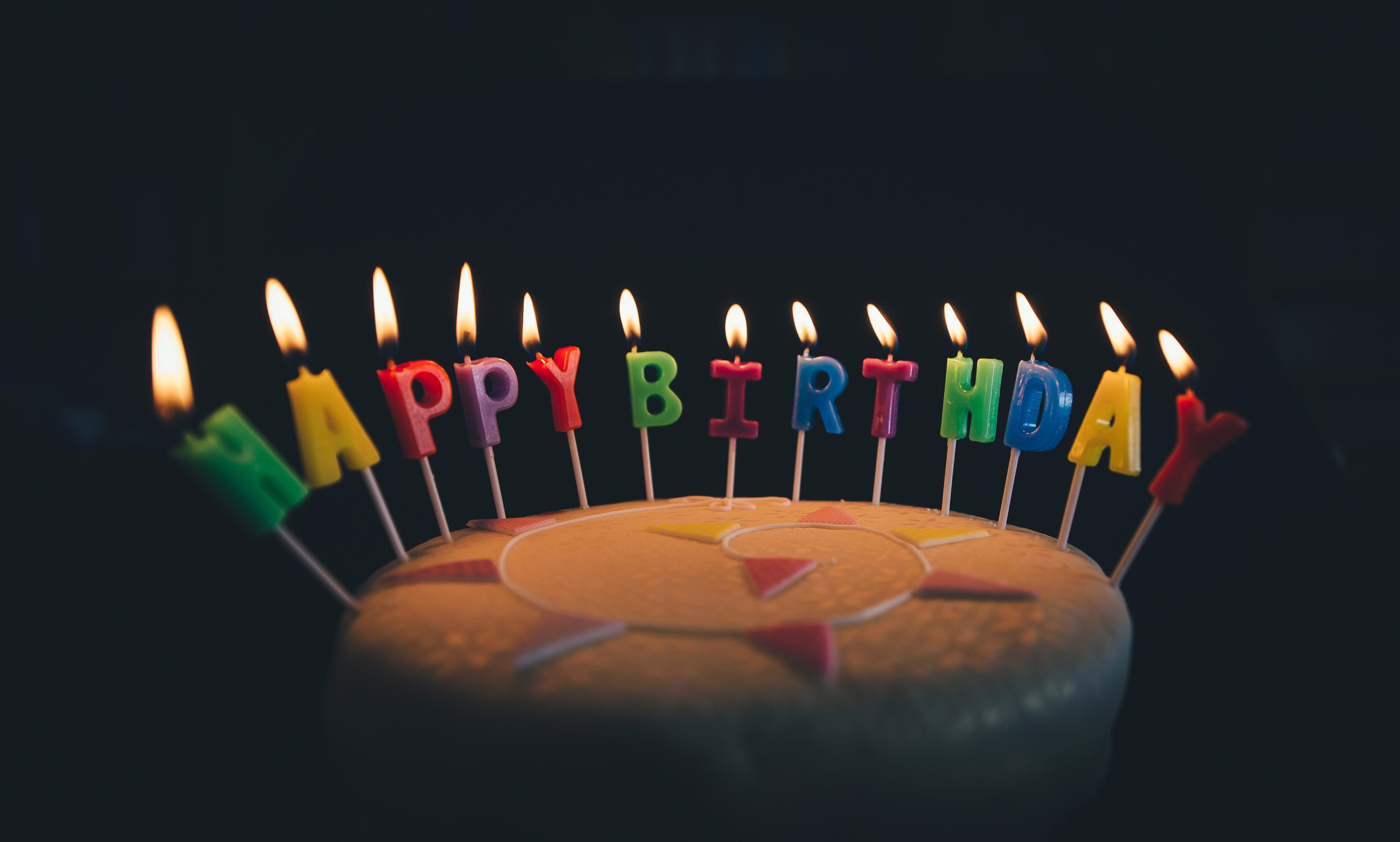 candle, public domain, sweet, black background, happy birthday images, food, temptation, photos, indoors, Happy Birthday, decoration, Candles, food and drink, HD Wallpaper