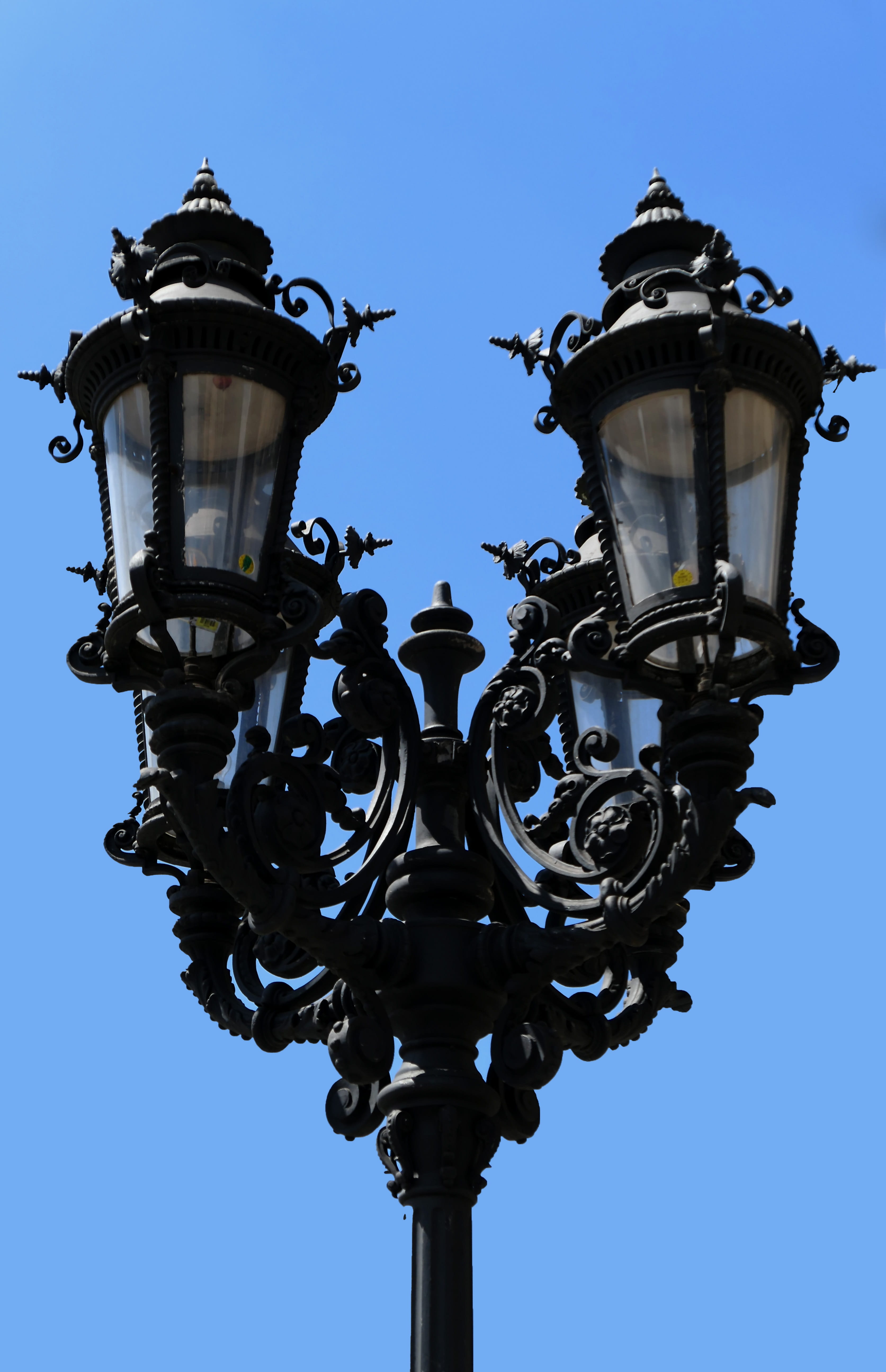the past, antique, lighting equipment, decorated, blue, built structure, electric lamp, metal decorating, candelabra, sky, no people, 5K, pathway lighting, Phone HD Wallpaper