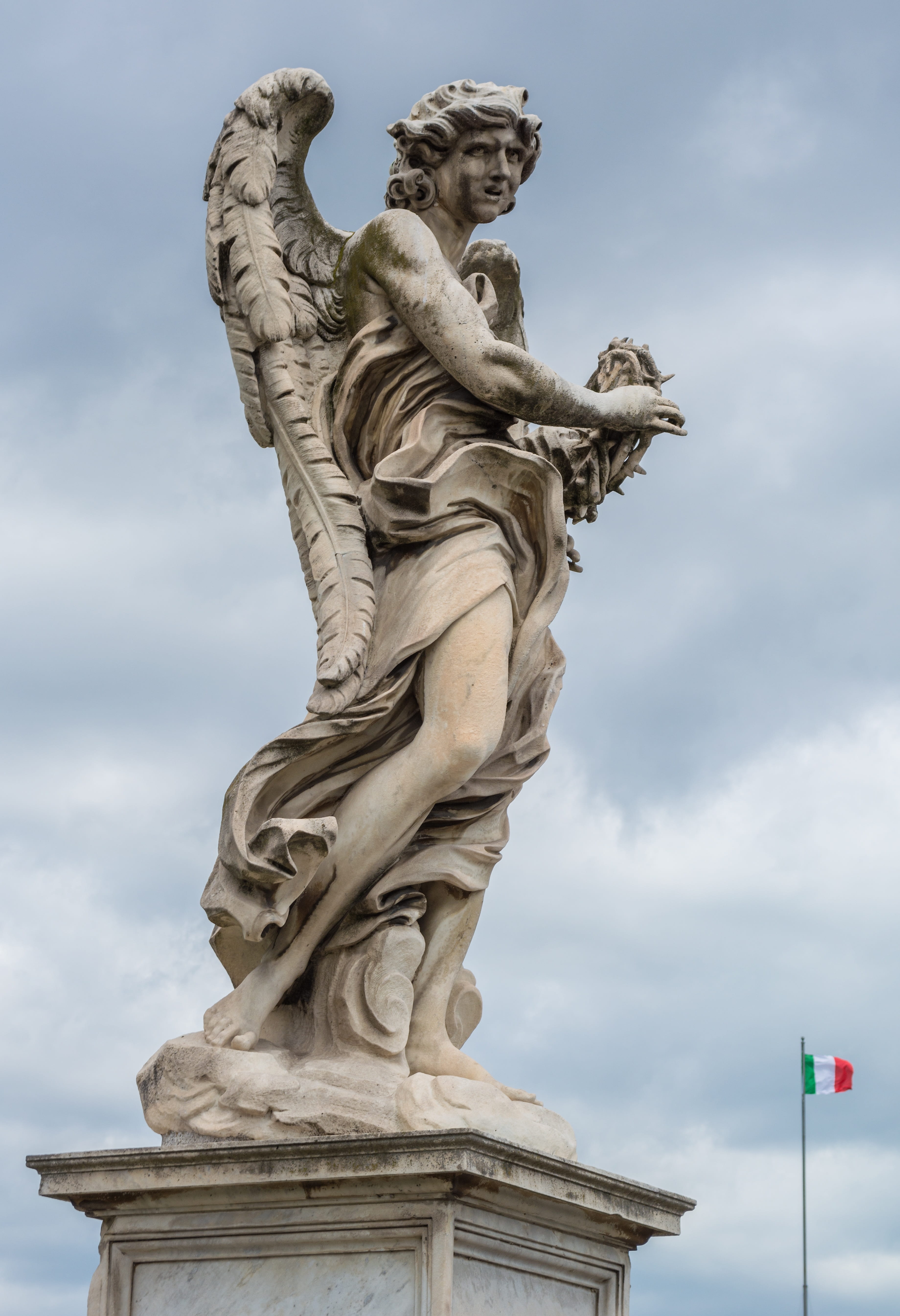 the past, tiber, 5K, sculpture, history, female likeness, no people, human representation, low angle view, cloud - sky, holding, art and craft, statute, Phone HD Wallpaper