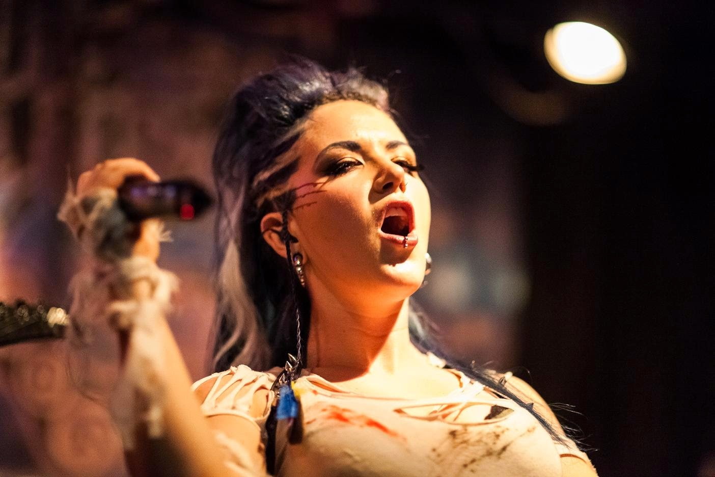 singer, input device, beautiful woman, microphone, nightlife, indoors, adult, alissa white gluz women singer melodic death metal, actress, singing, 720P, HD Wallpaper