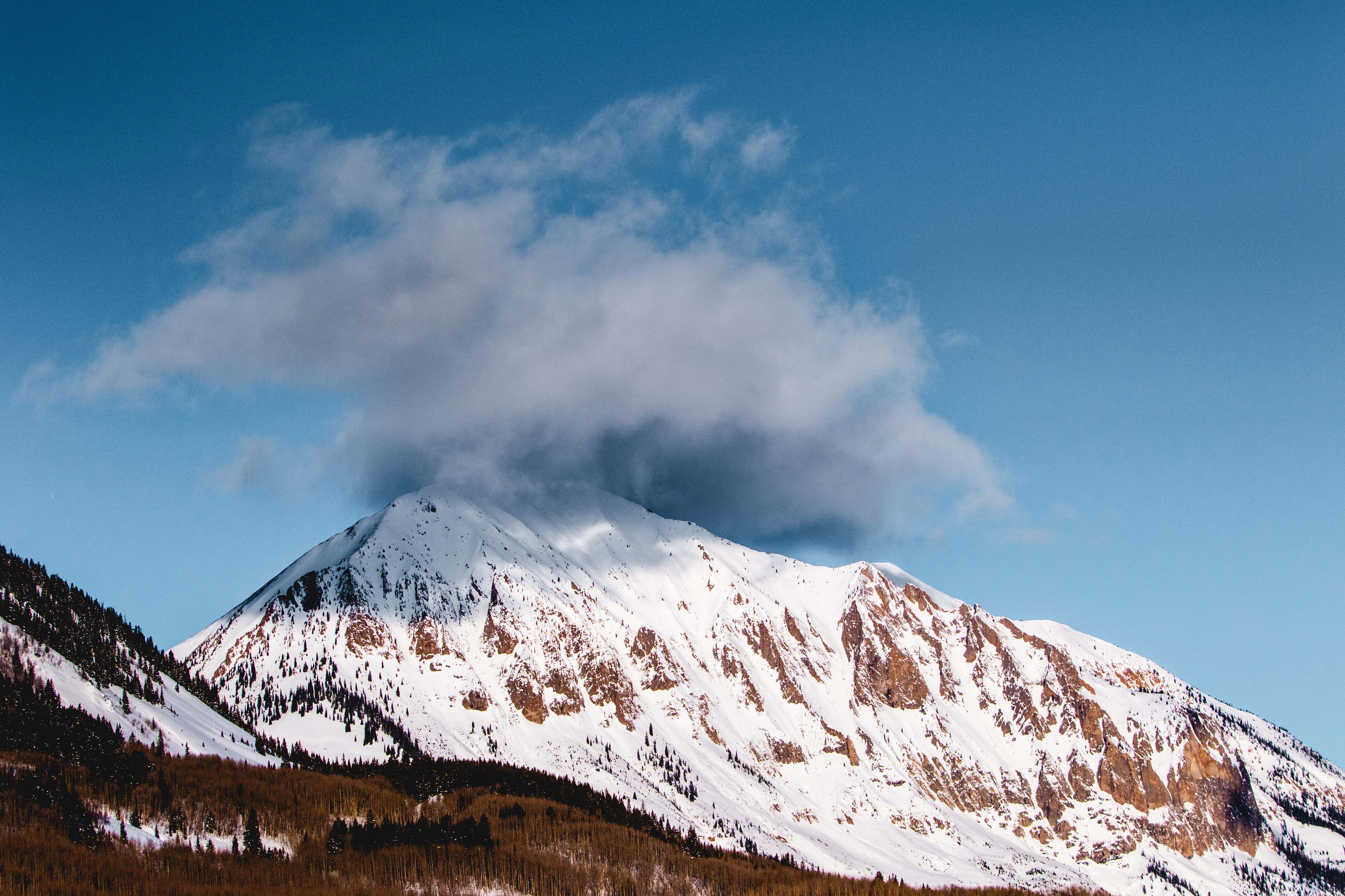 Cloud, idyllic, cloud - Sky, snowcapped mountain, gray, power in nature, blue sky, environment, outdoors, scenics - nature, tranquility, winter, white, HD Wallpaper