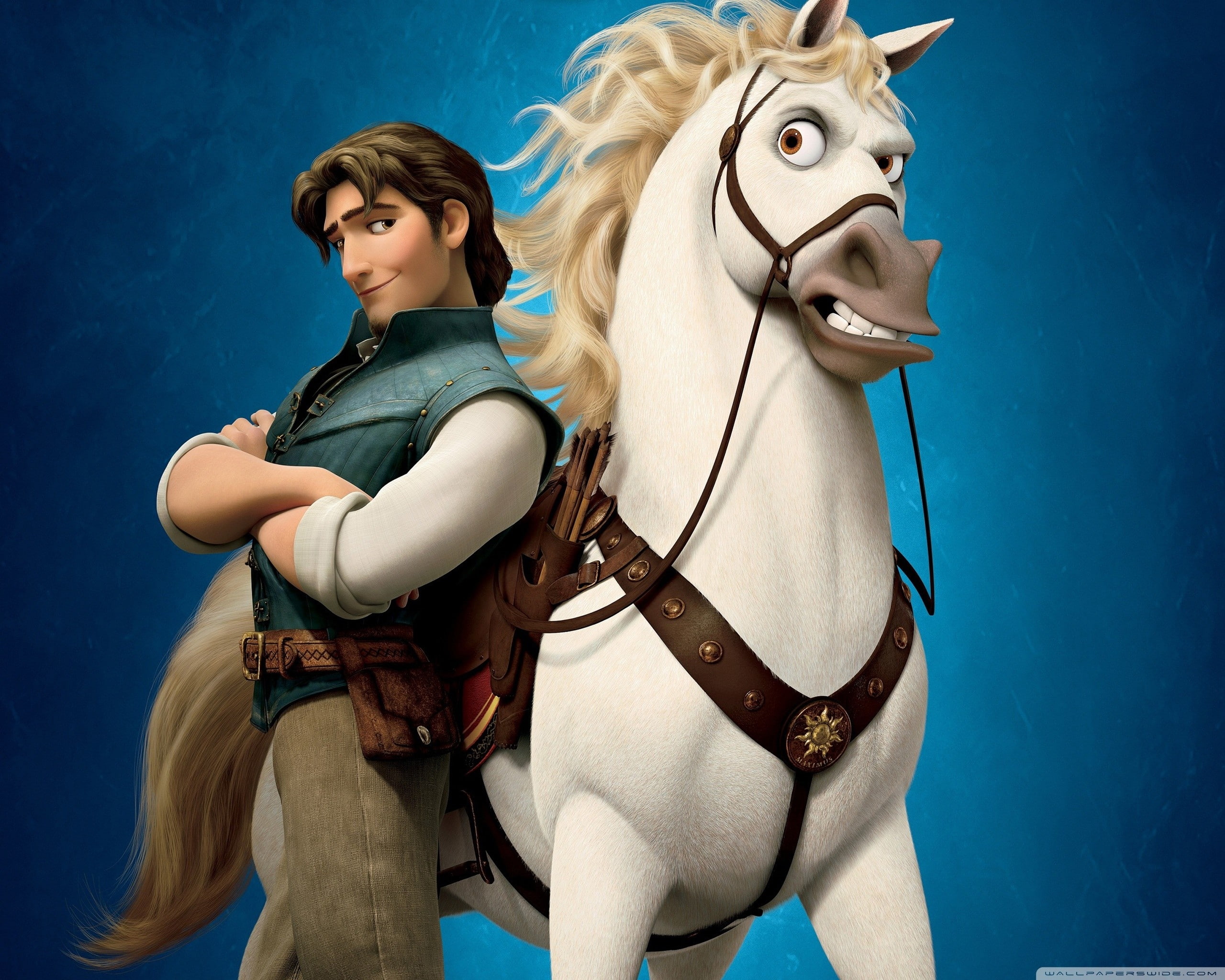 2K, horses, animation, TANGLED, hd, movies, art, animals, flynn, HD Wallpaper