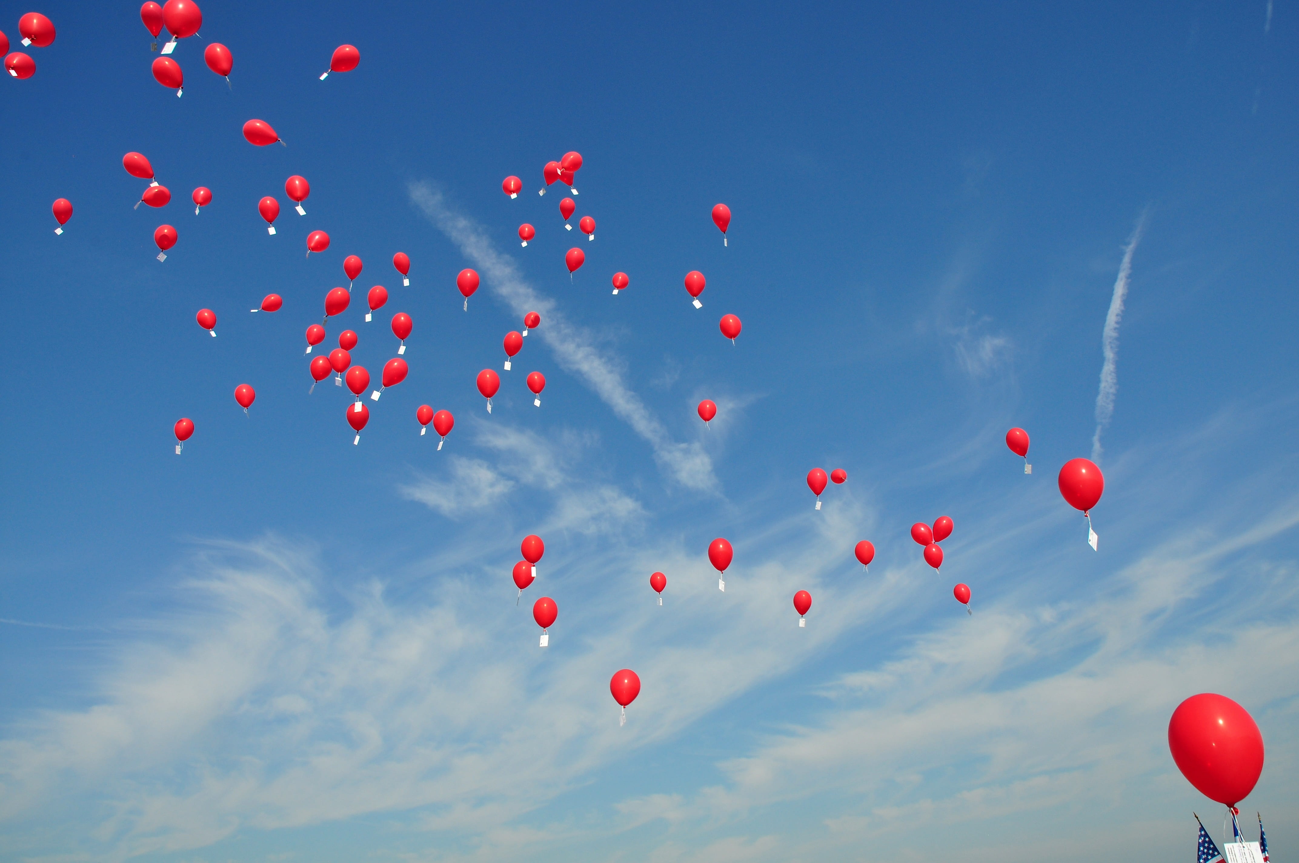 ballooning festival, festival, love, cloud - sky, blue, red, nature, travel, flying, positive emotion, ball, letting go of a balloon, air, sky, no people, HD Wallpaper