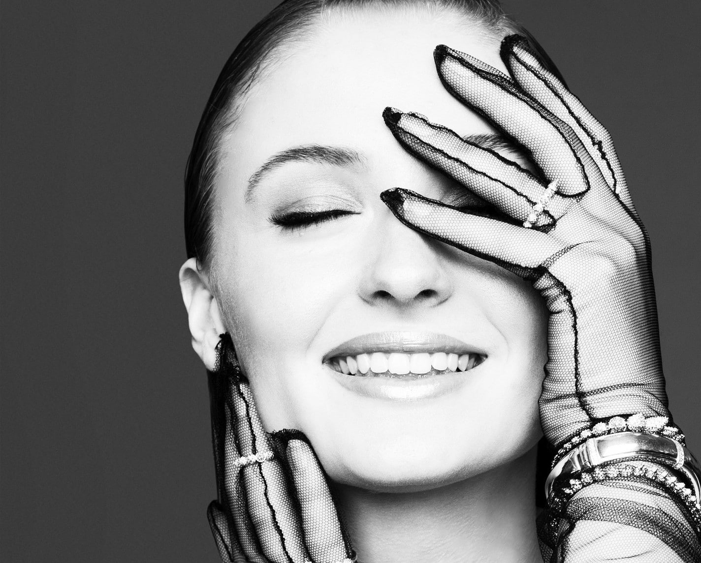 beautiful woman, front view, Sophie Turner, smiling, 720P, body part, headshot, adult, Game of Thrones, young women, women, close-up, mouth open, emotion, HD Wallpaper