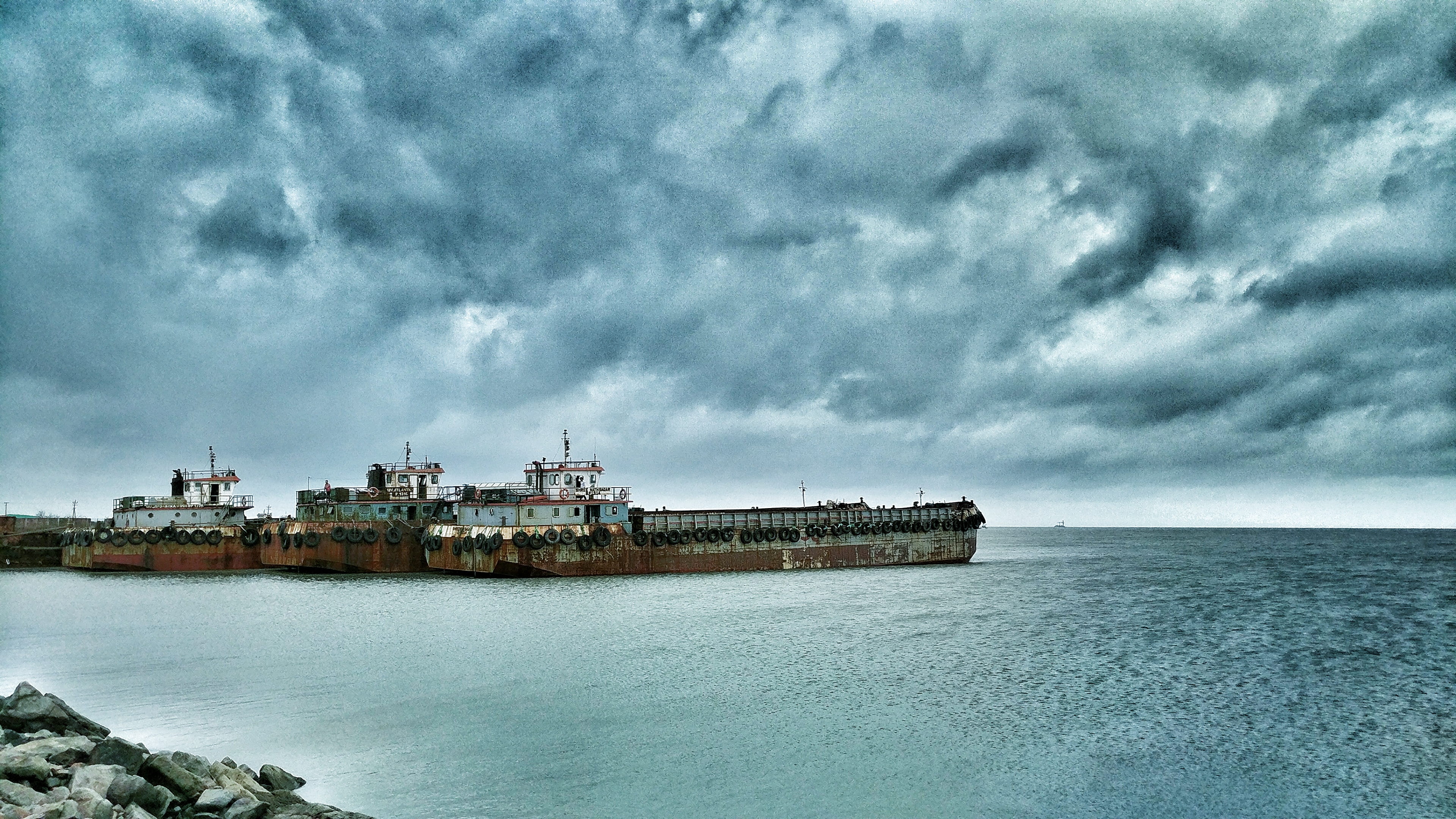 architecture, day, beauty in nature, built structure, land, water, india, cloud - sky, overcast, rozi port, no people, bay, outdoors, clouds, sky, 4K, HD Wallpaper