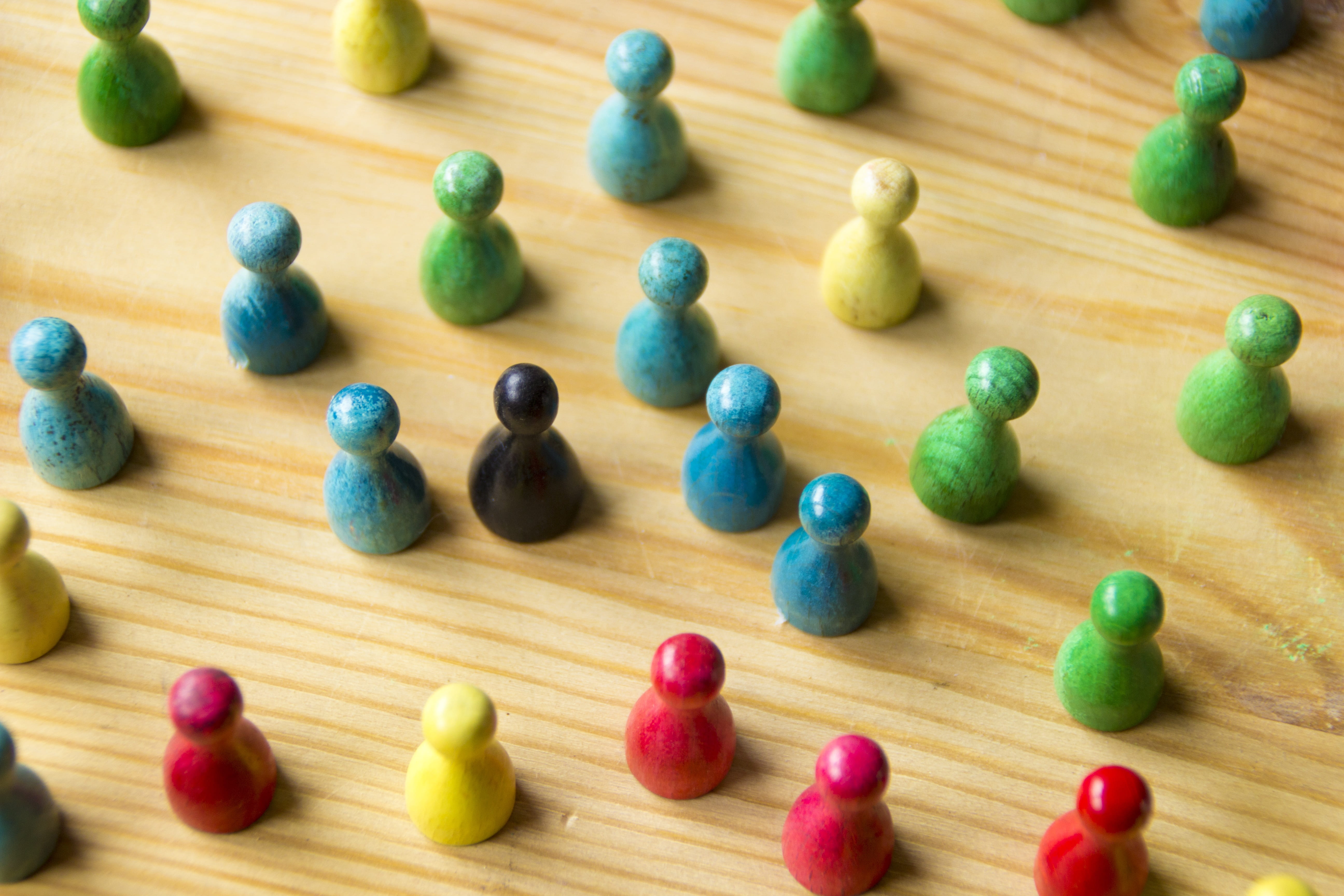 red, still life, diverse, counting, selective focus, game, colored background, desktop, multiracial, 5K, playing, love, in a row, all, togetherness, wood - material, HD Wallpaper
