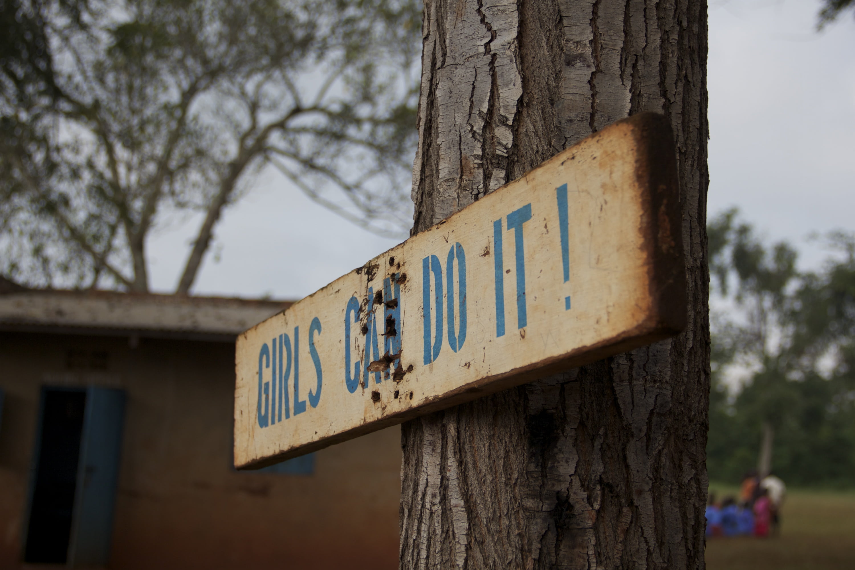 africa, message, sign, nature, 2K, no people, trunk, communication, built structure, tree trunk, focus on foreground, uganda, western script, girls, capital letter, HD Wallpaper